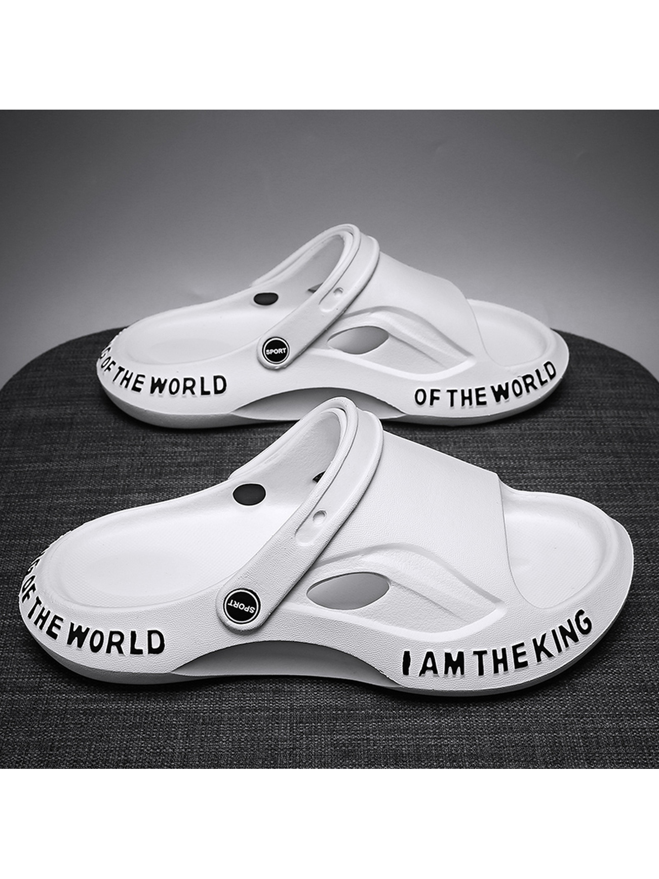 White Plain Slip On Slides