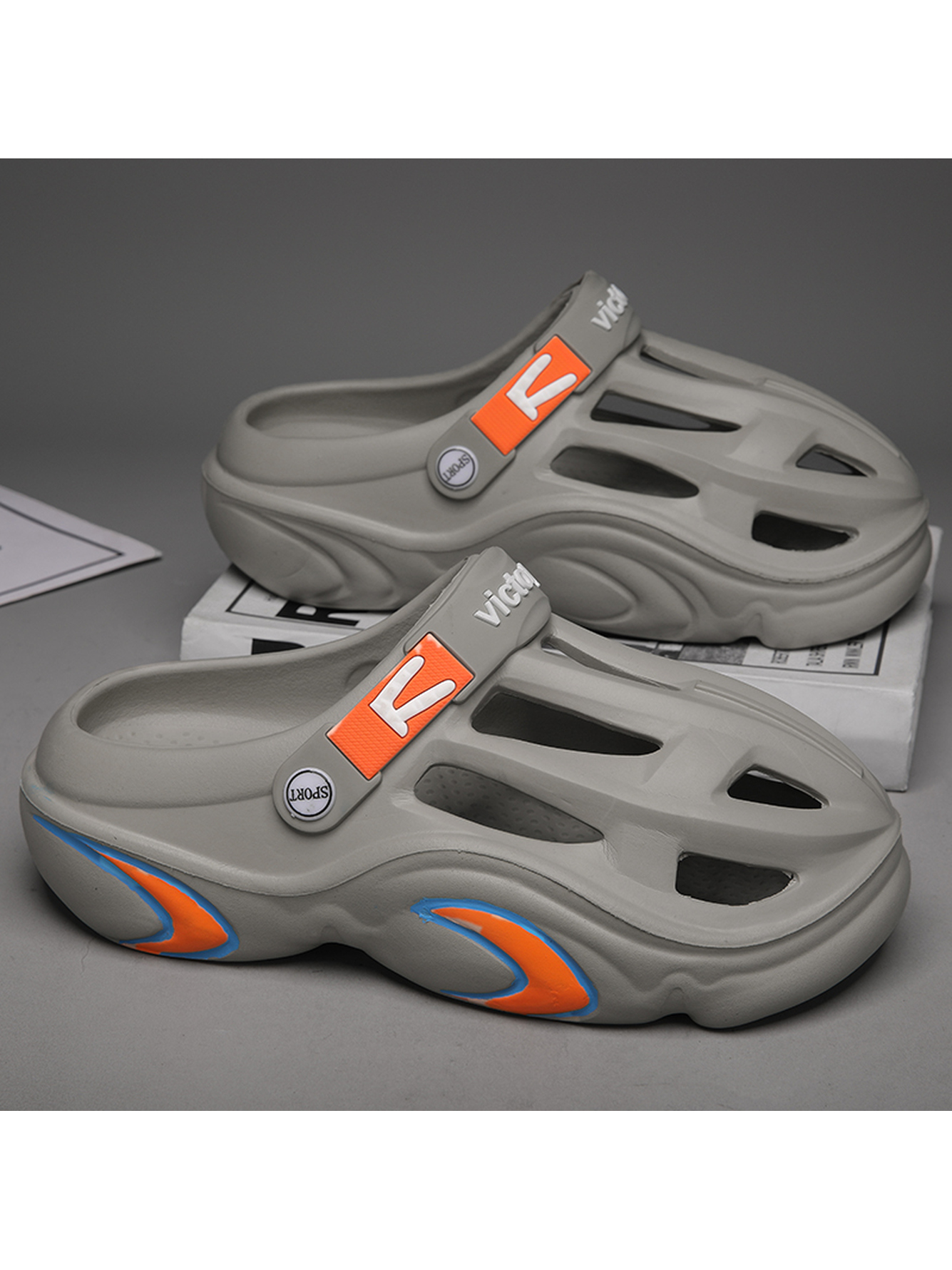 Grey Plain Slip On Sandals