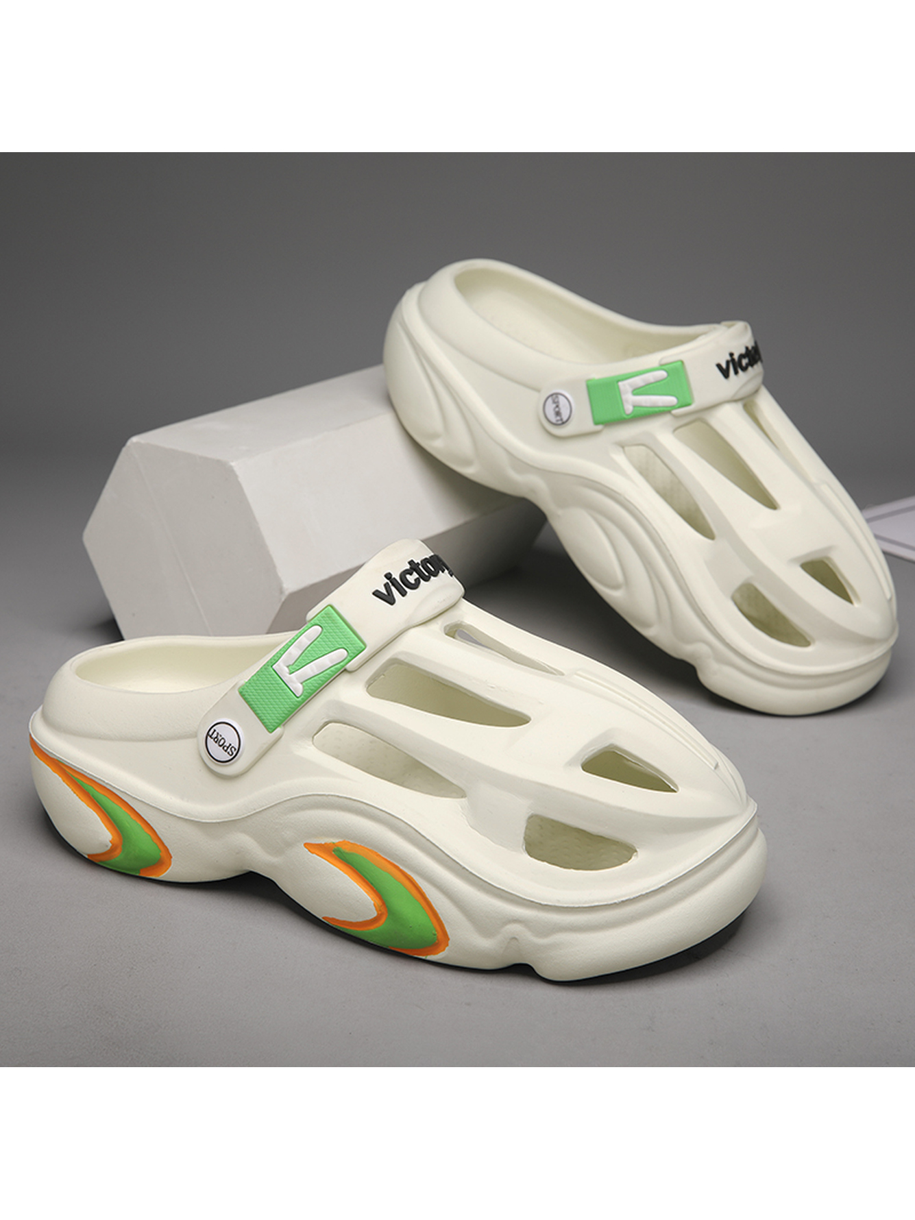 White Plain Slip On Sandals