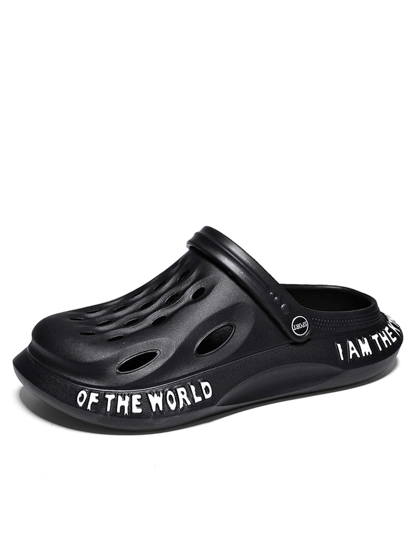 Black Plain Slip On Sandals