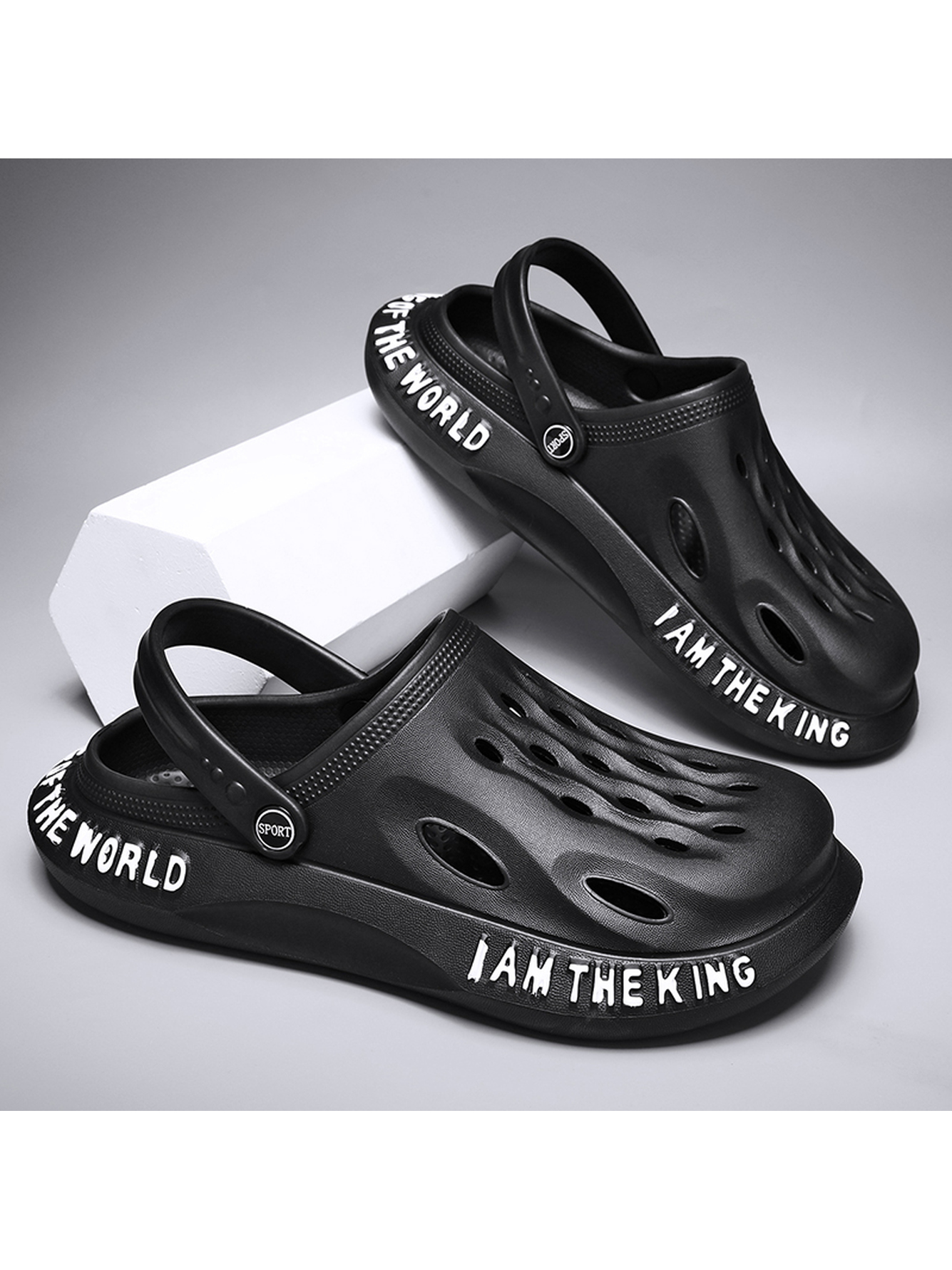 Black Plain Slip On Sandals