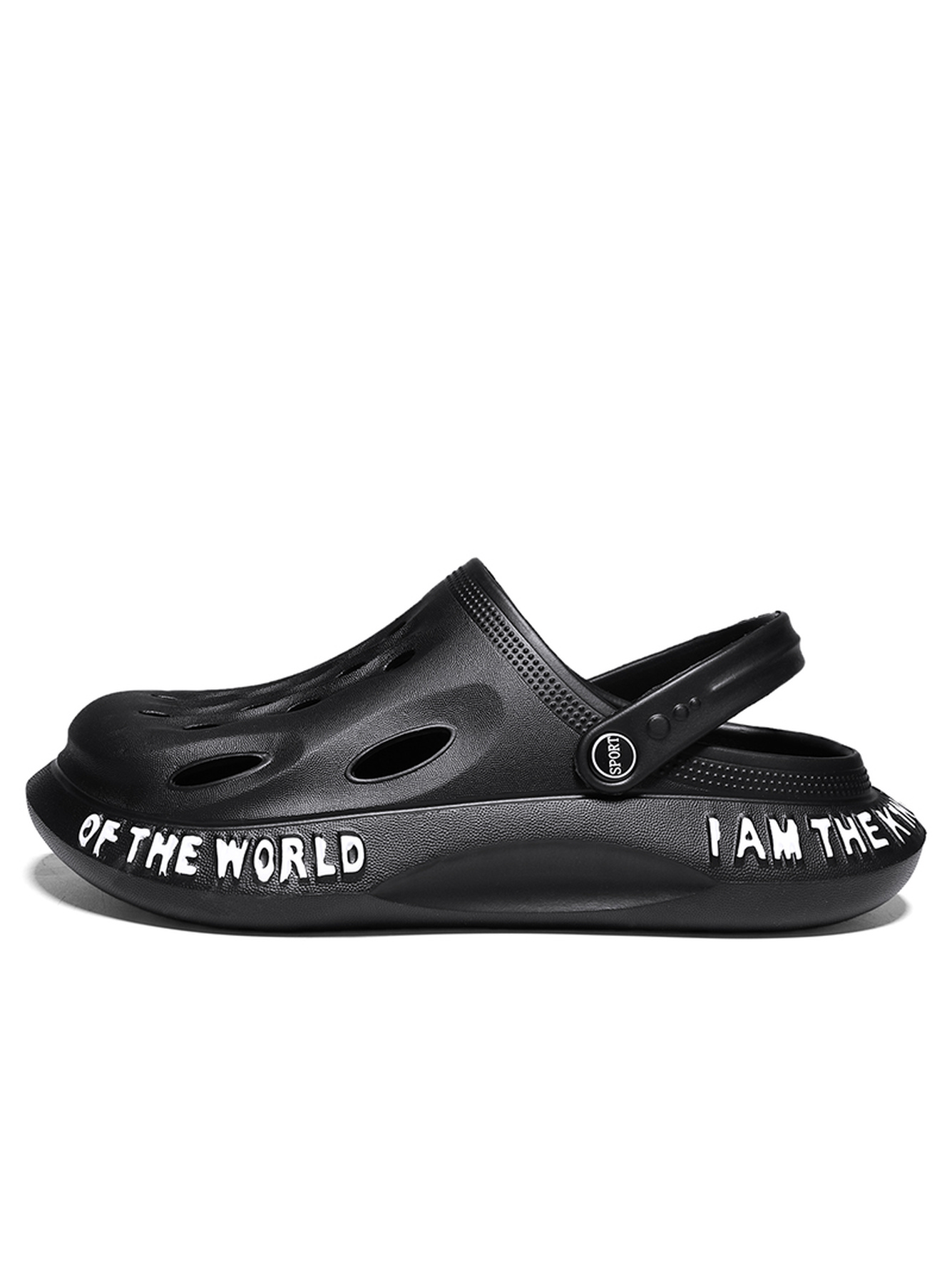 Black Plain Slip On Sandals