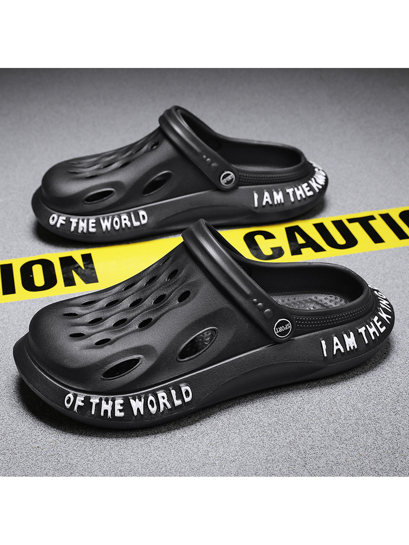 Black Plain Slip On Sandals