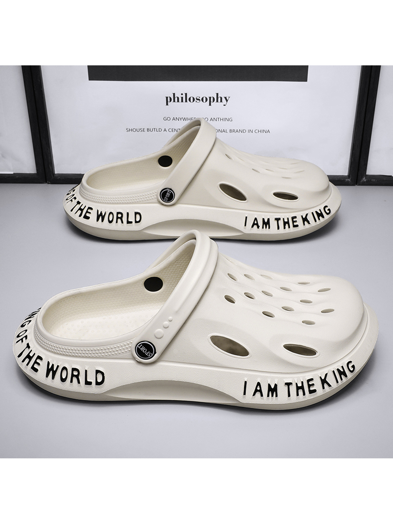 Off White Plain Slip On Sandals