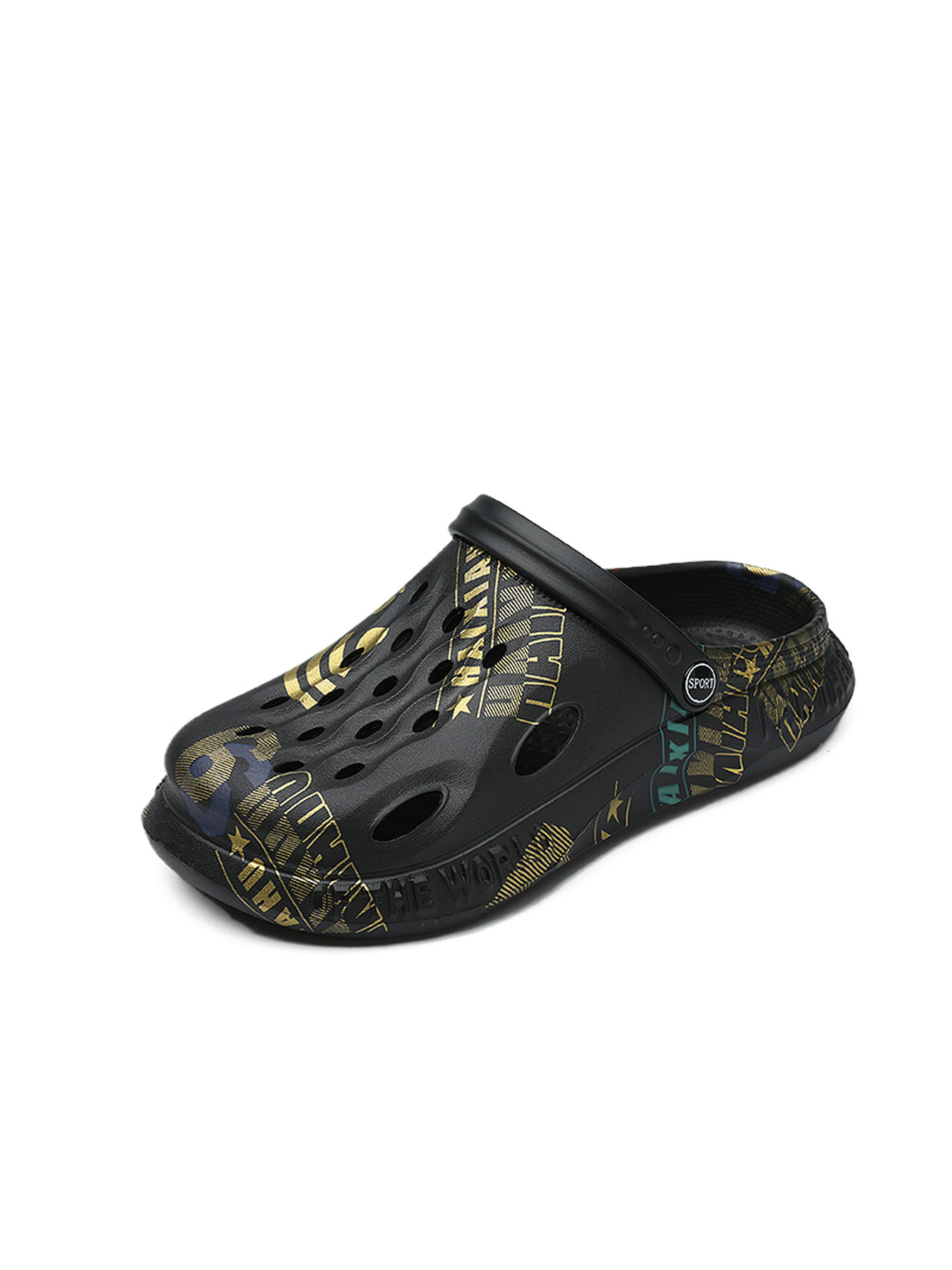 Black Plain Slip On Sandals