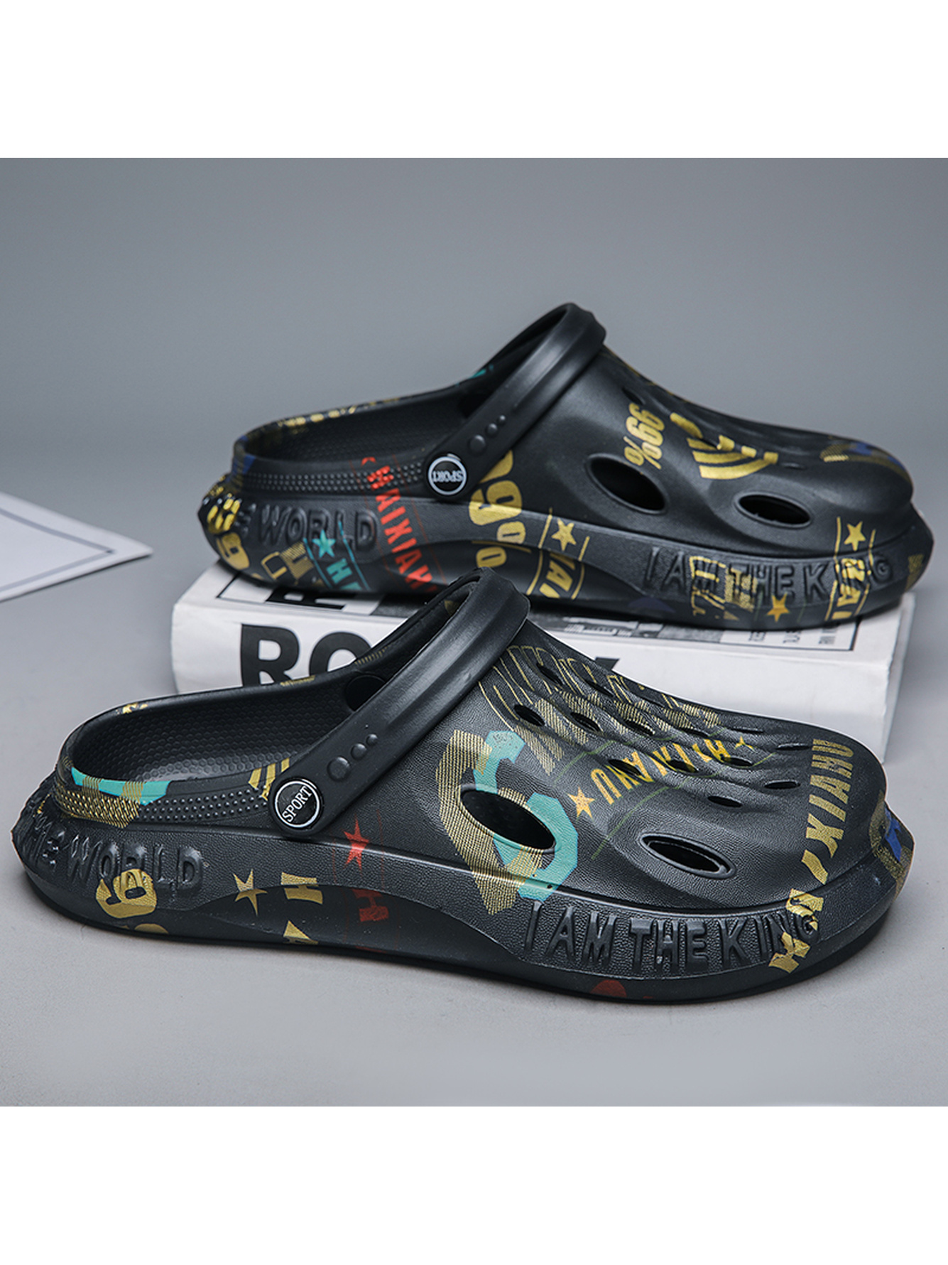 Black Plain Slip On Sandals
