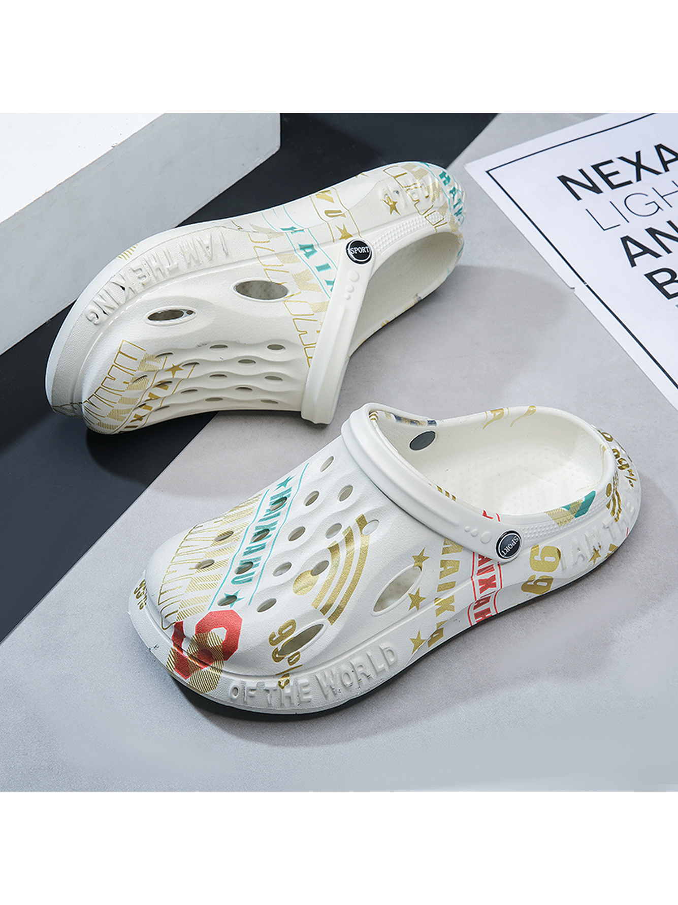 Off White Plain Slip On Sandals