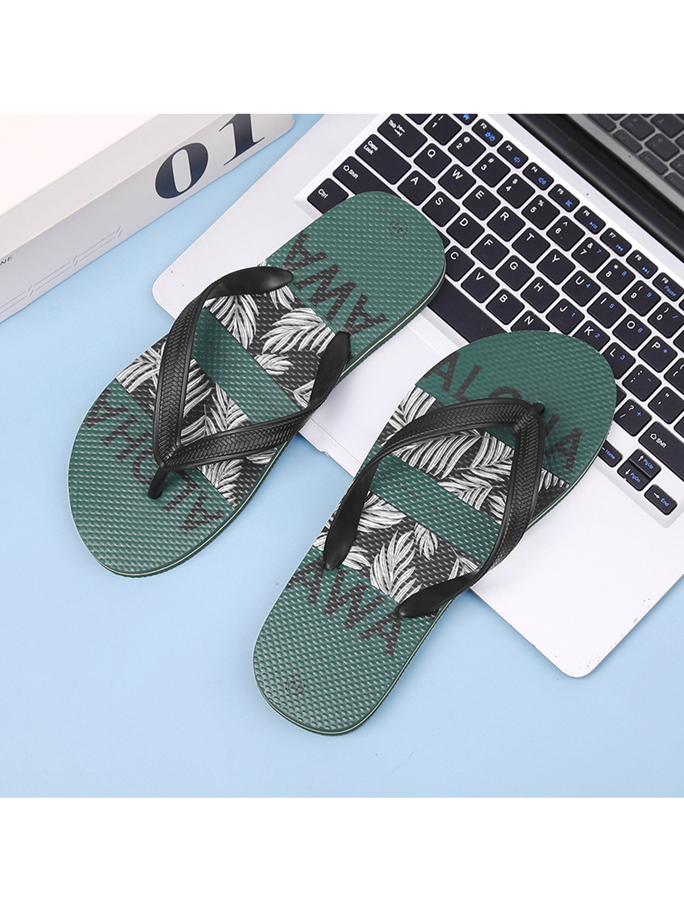 Green Plain Slip On Flip Flop