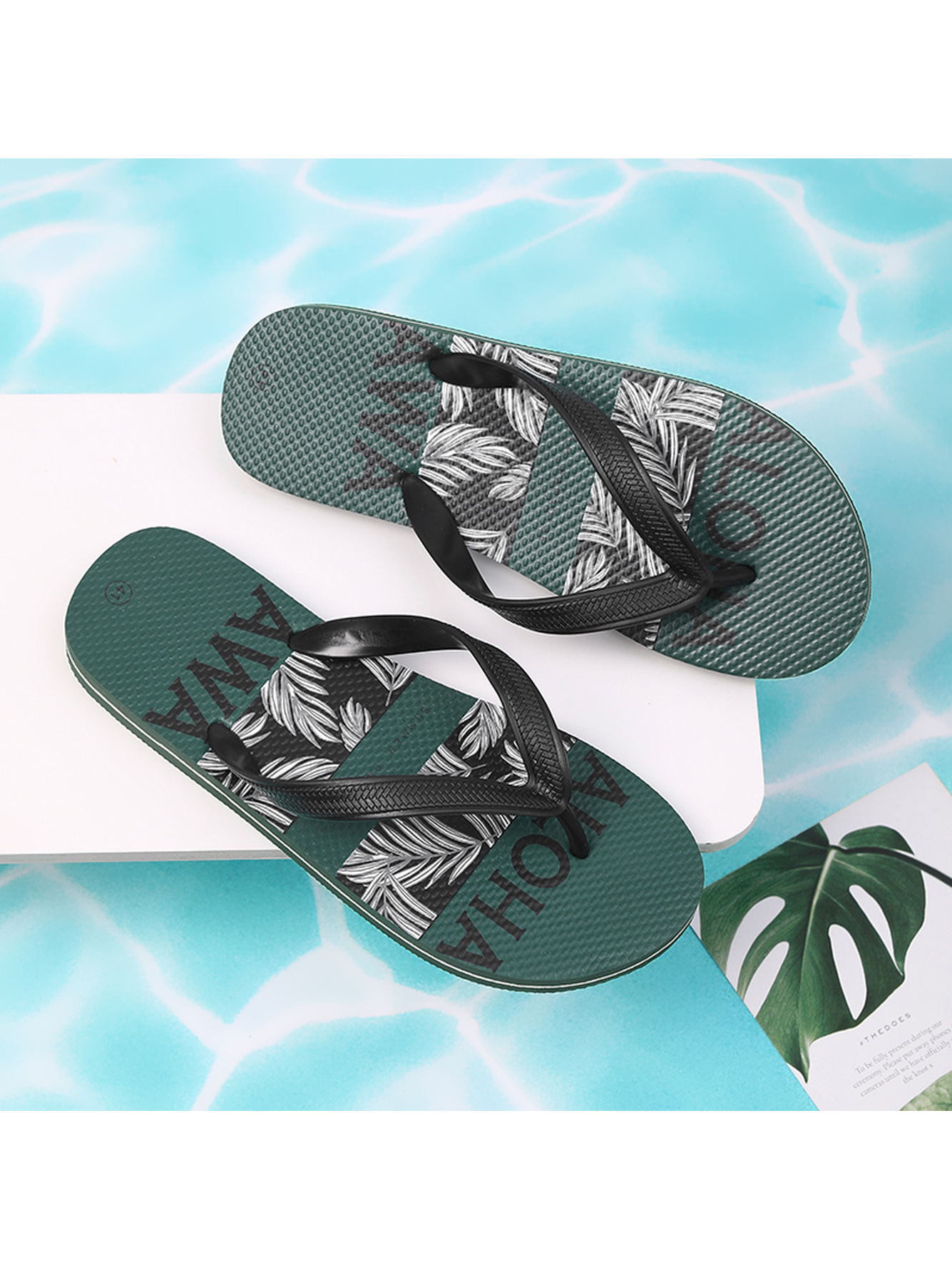 Green Plain Slip On Flip Flop