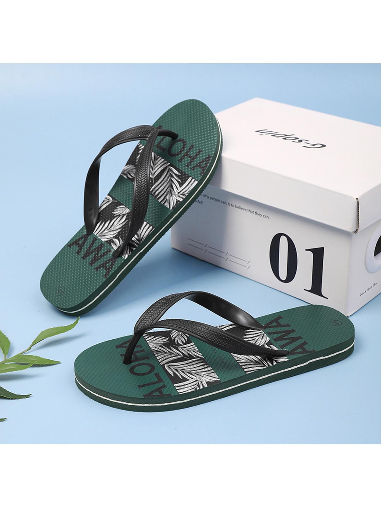 Green Plain Slip On Flip Flop