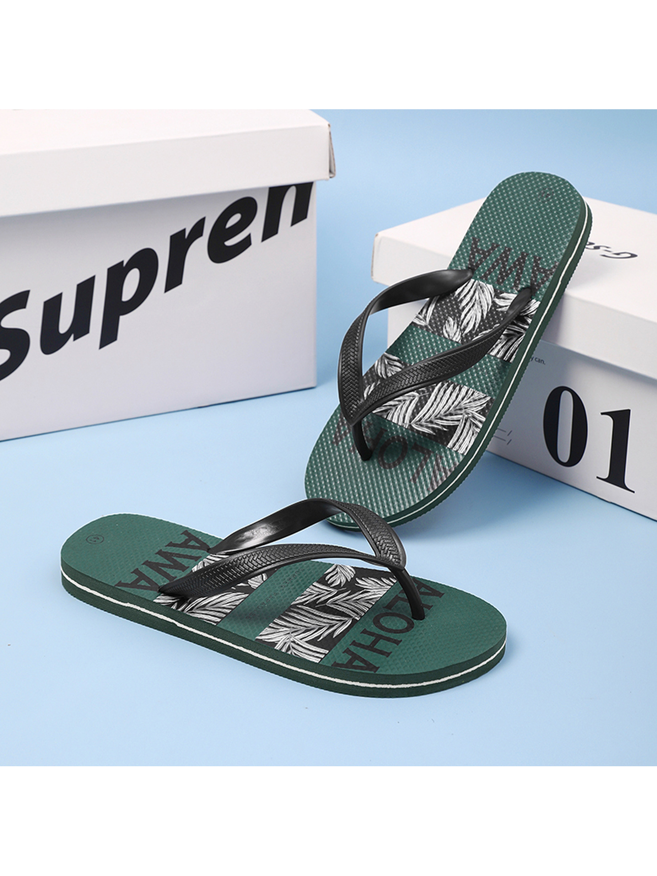 Green Plain Slip On Flip Flop