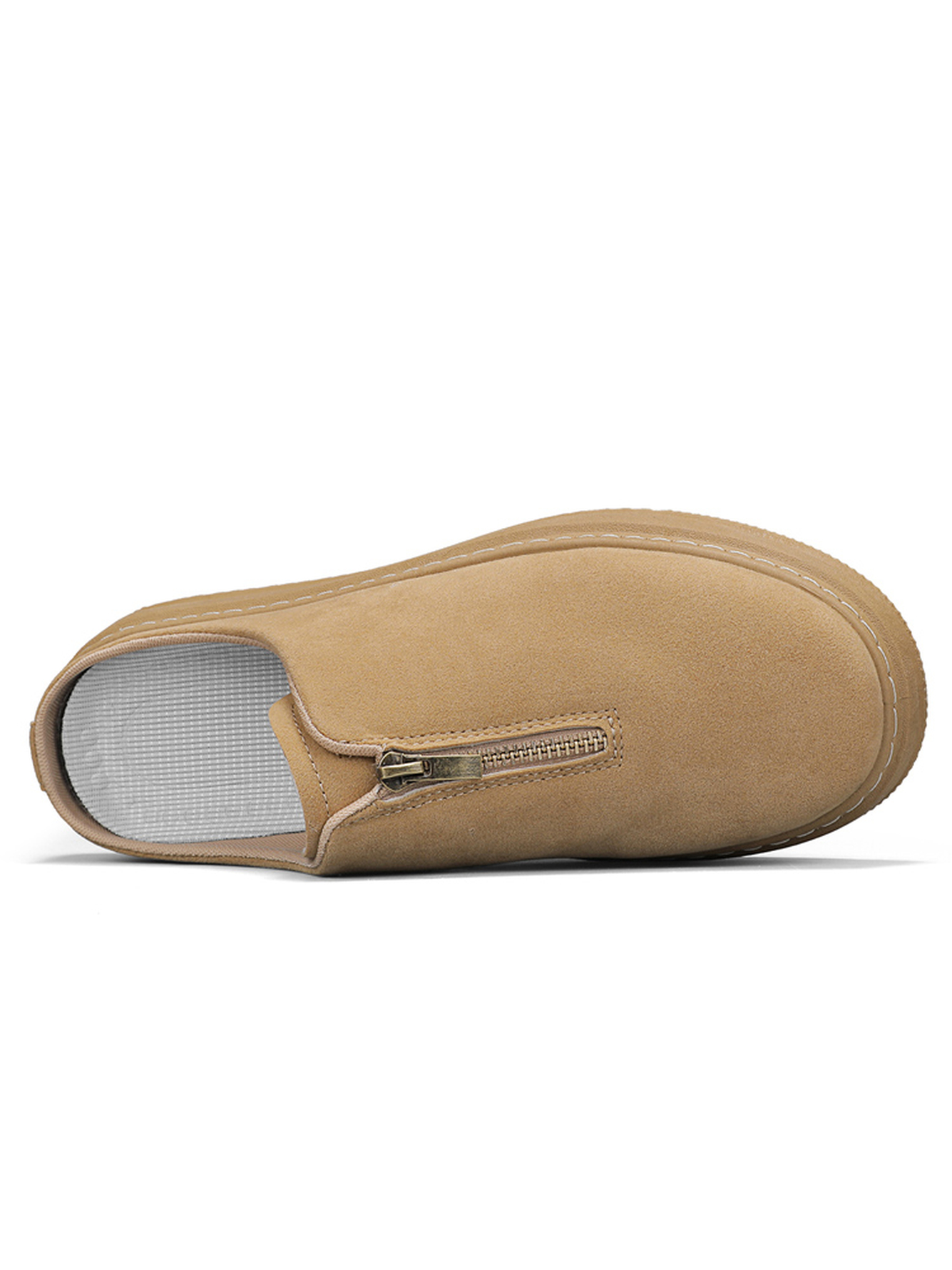 Beige Plain Slip On Mules