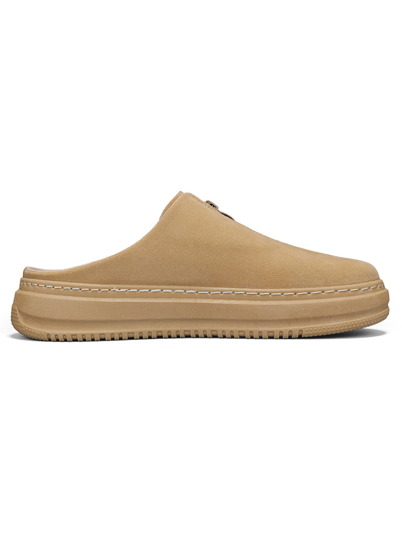 Beige Plain Slip On Mules