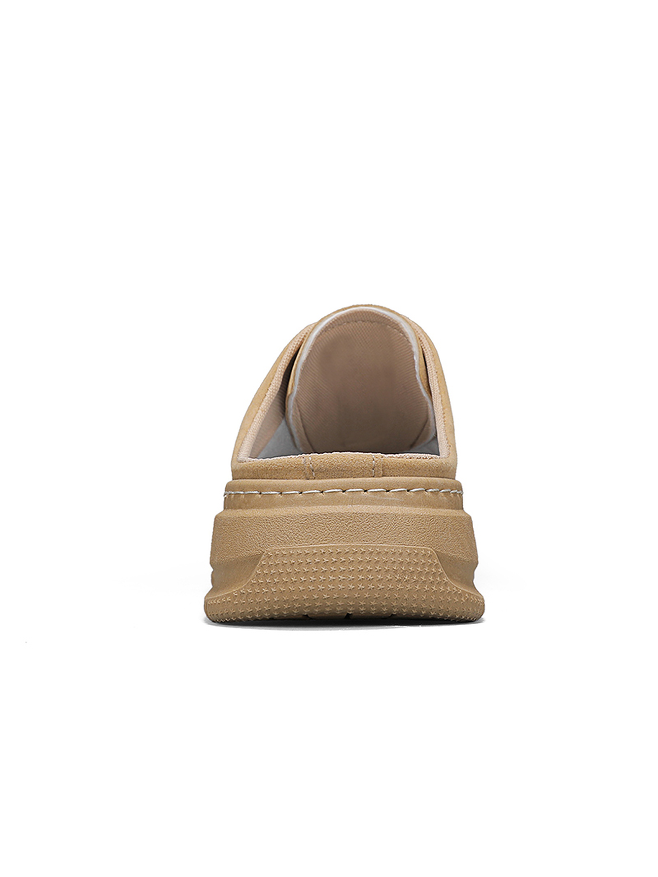 Beige Plain Slip On Mules