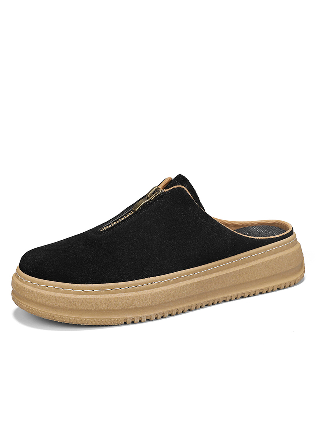 Black Plain Slip On Mules