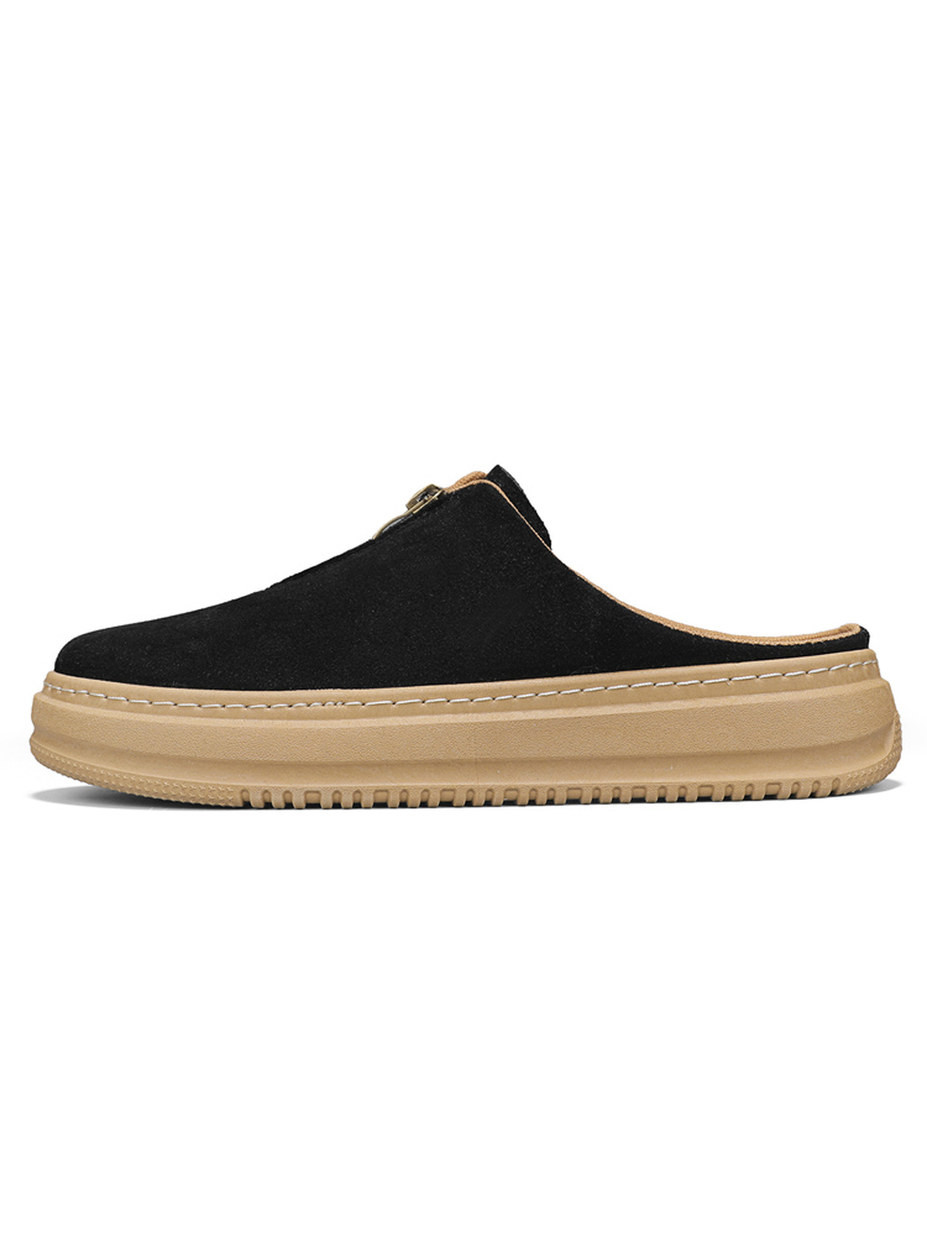 Black Plain Slip On Mules