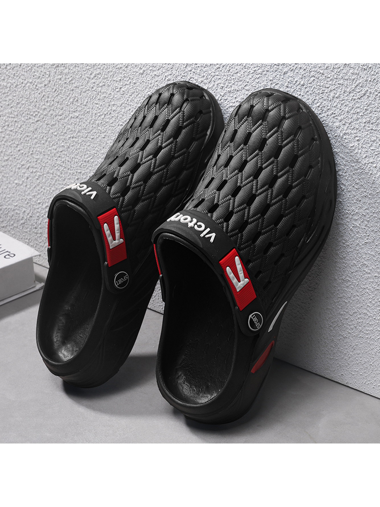 Black Plain Slip On Slides