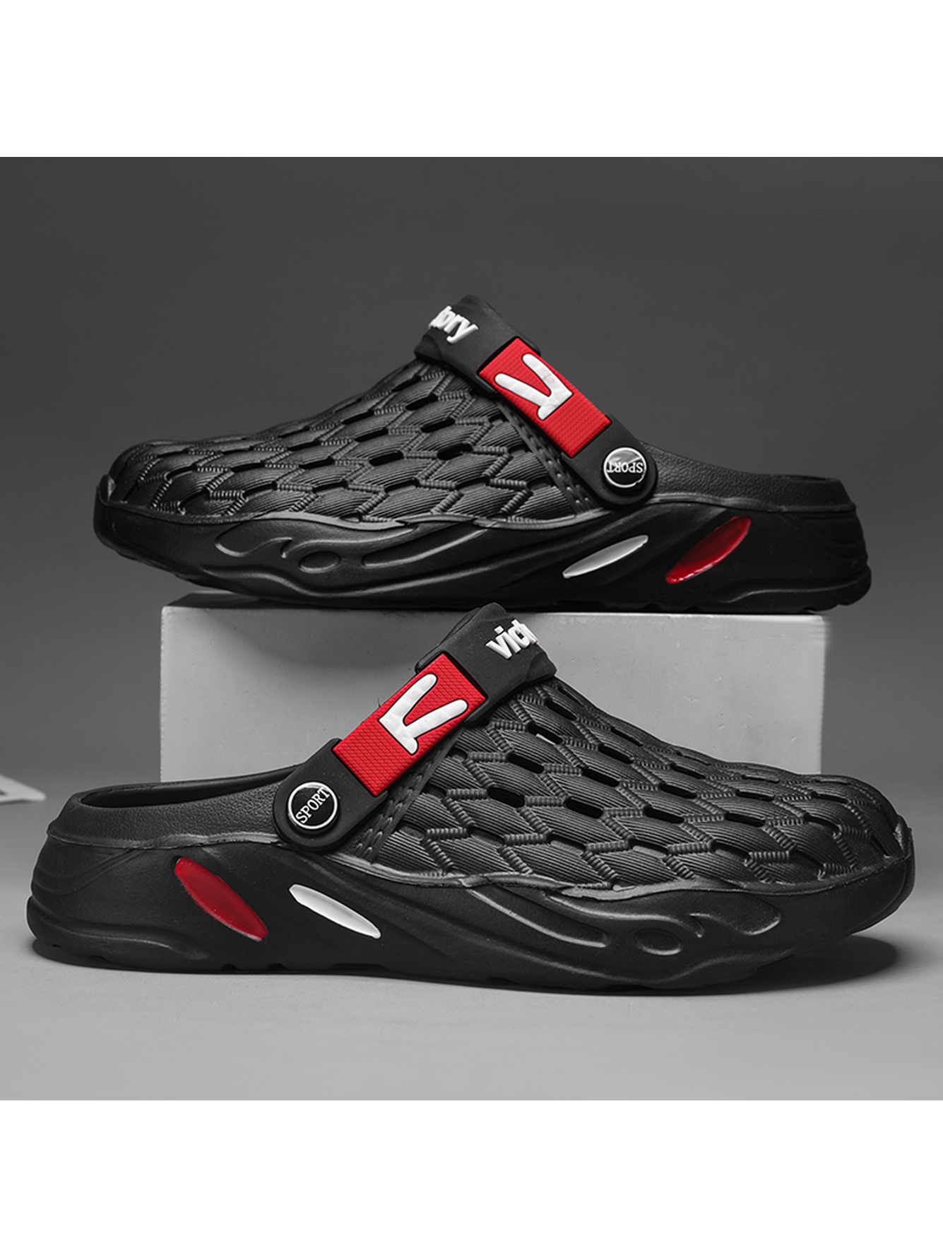 Black Plain Slip On Slides