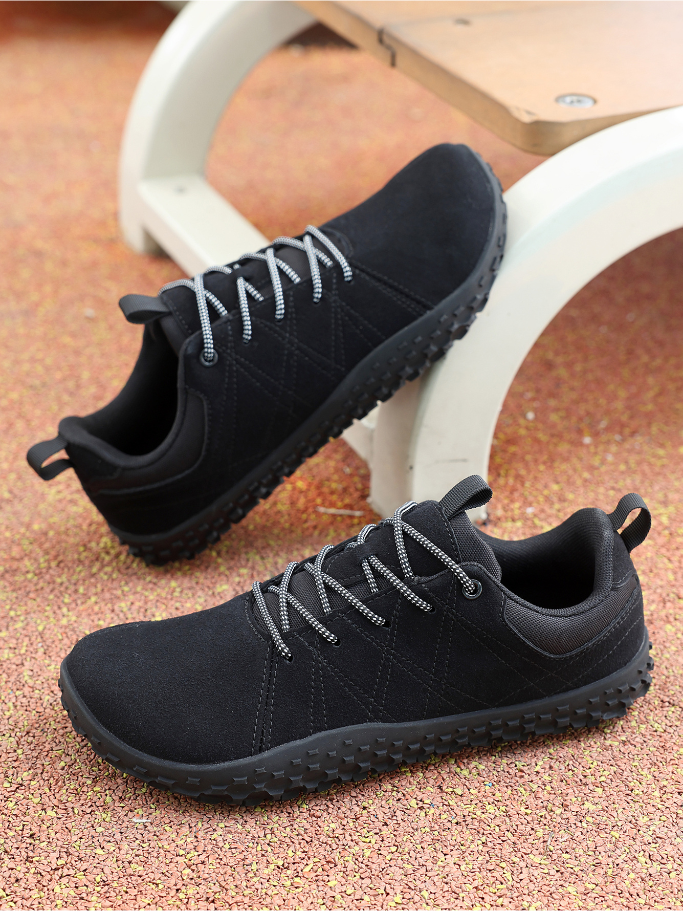 Black Plain Lace Ups Sneakers