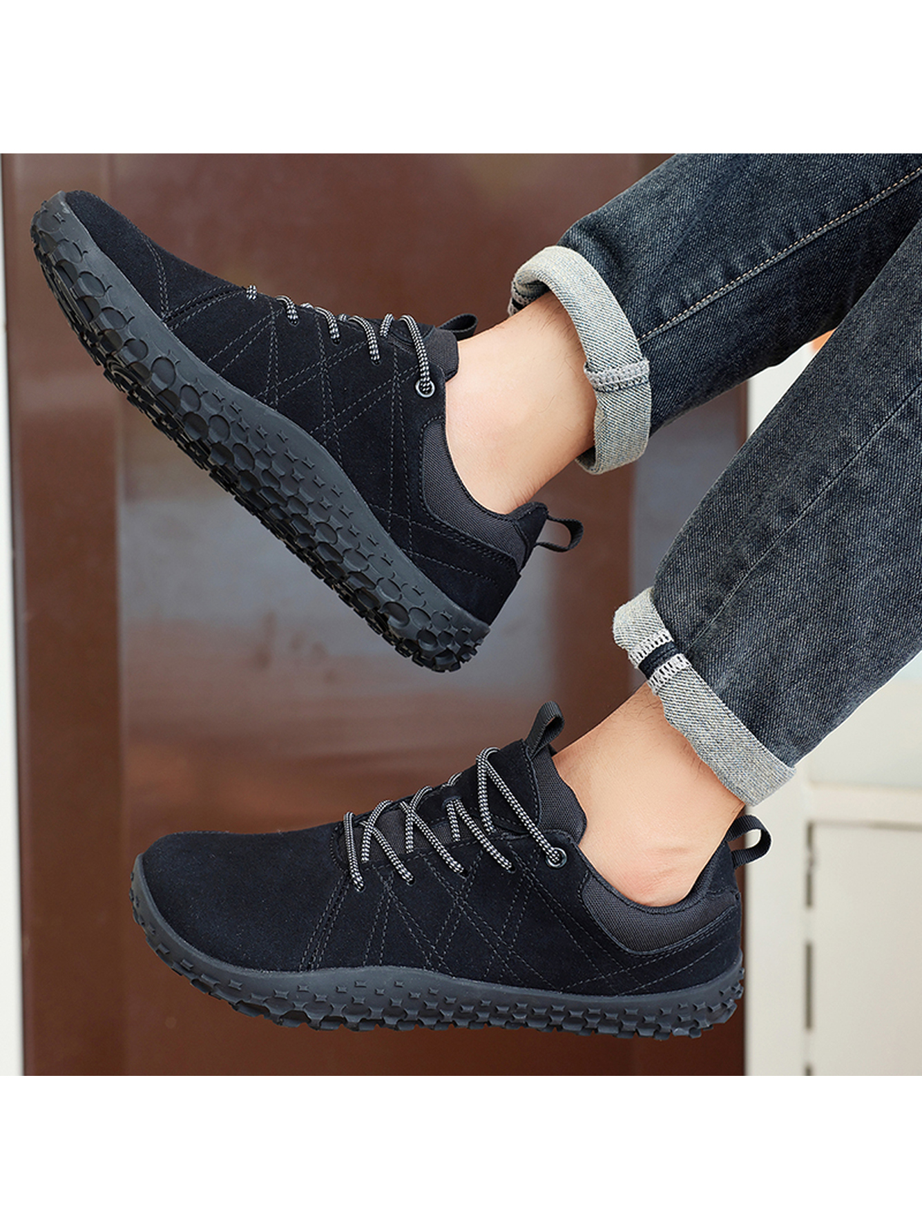 Black Plain Lace Ups Sneakers