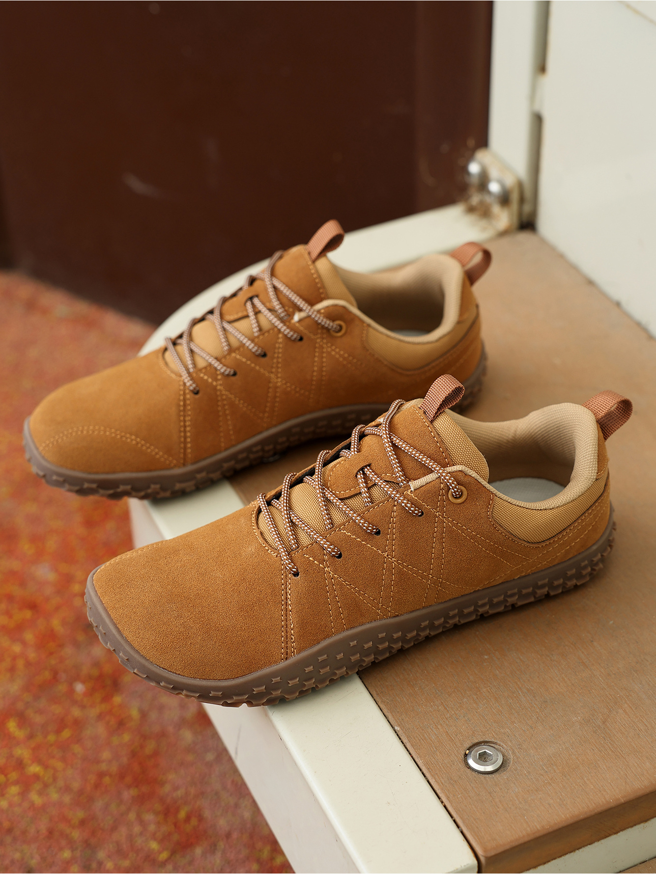 Brown Plain Lace Ups Sneakers