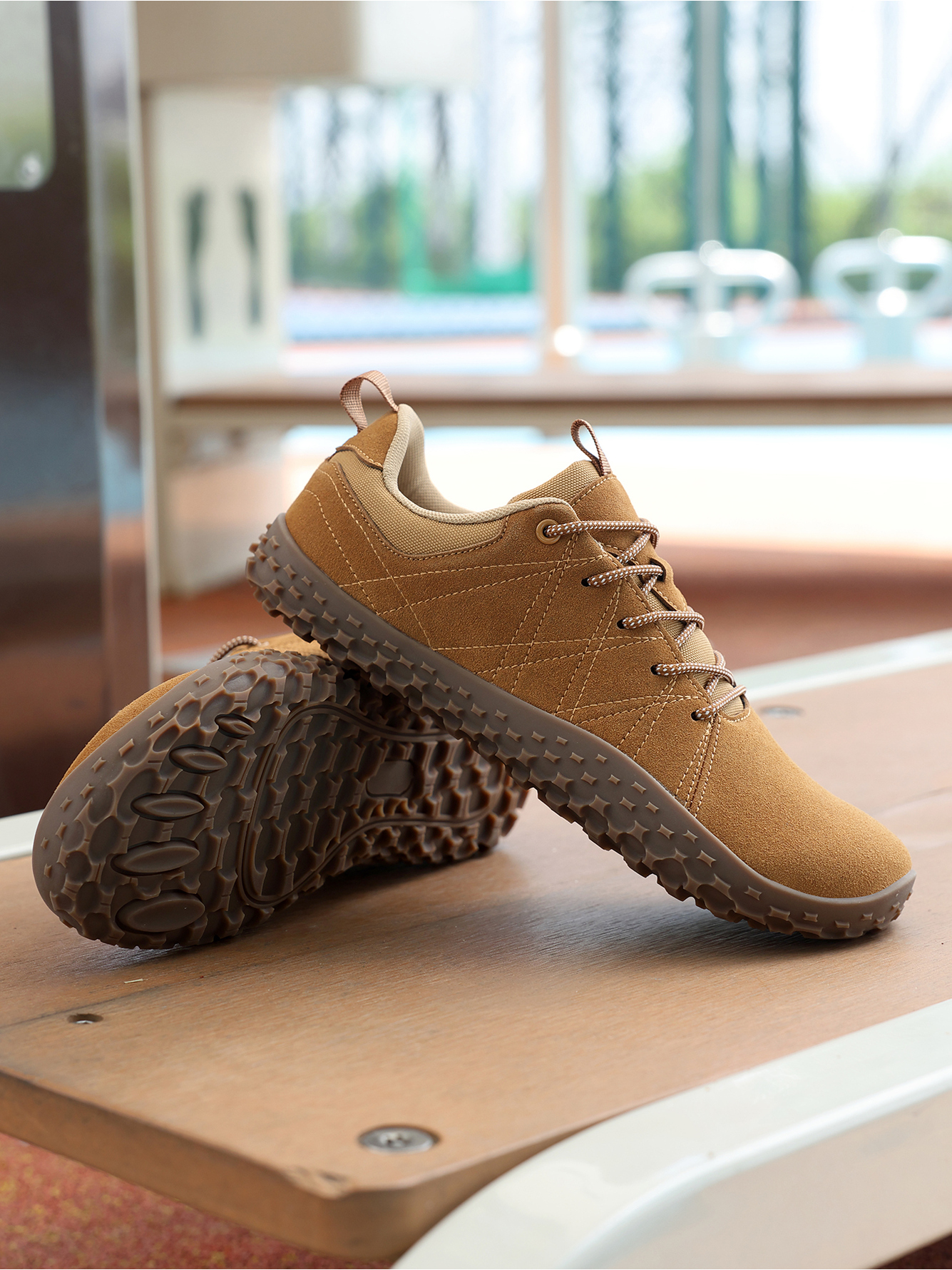 Brown Plain Lace Ups Sneakers