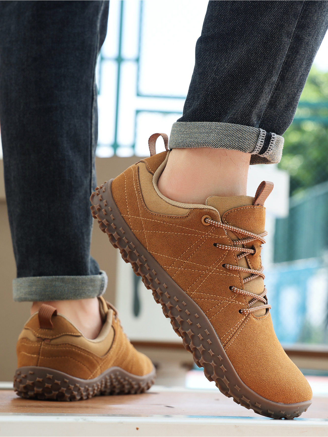 Brown Plain Lace Ups Sneakers