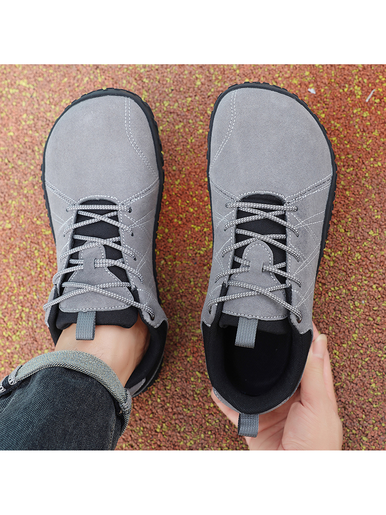 Grey Plain Lace Ups Sneakers