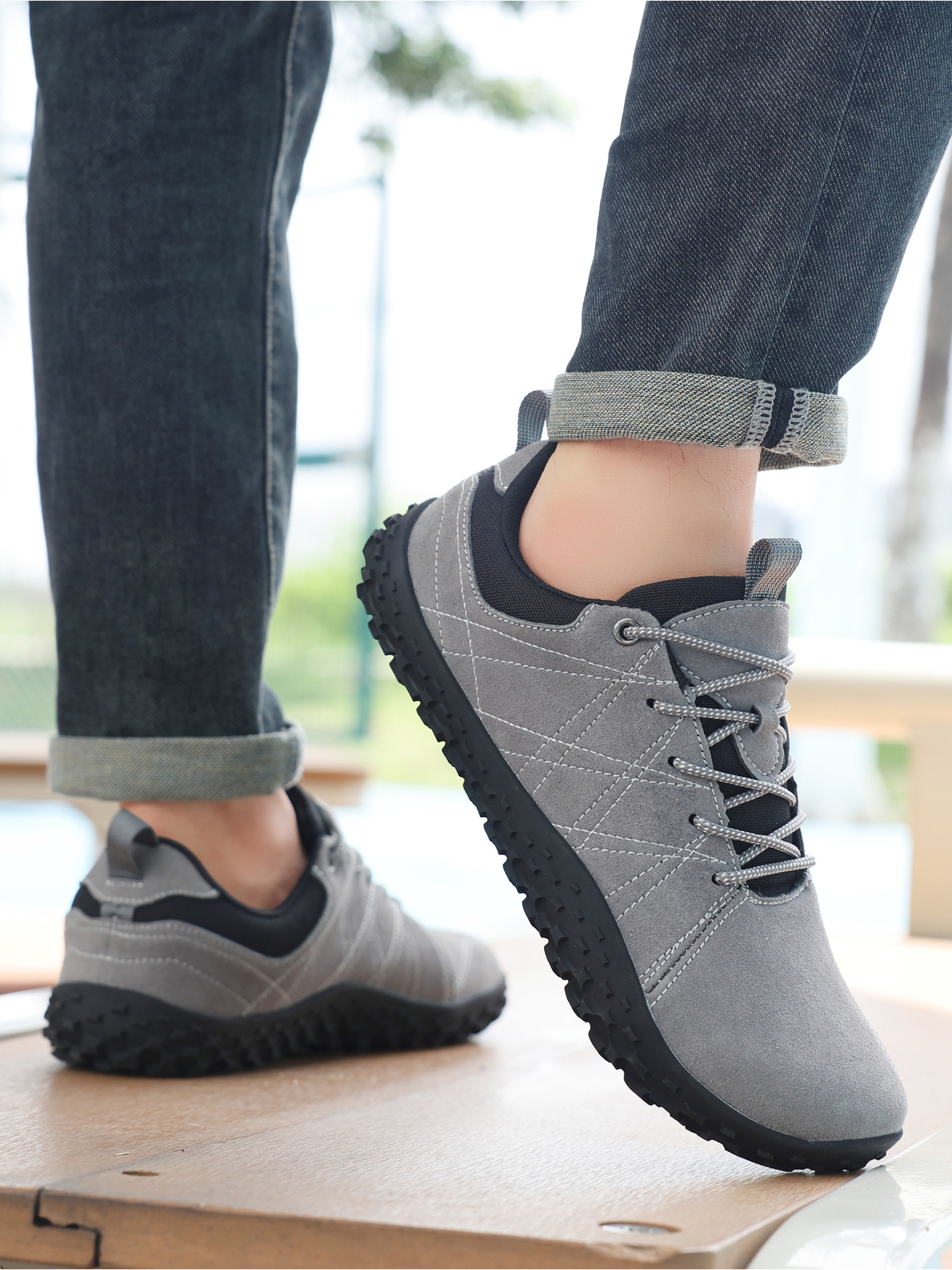 Grey Plain Lace Ups Sneakers