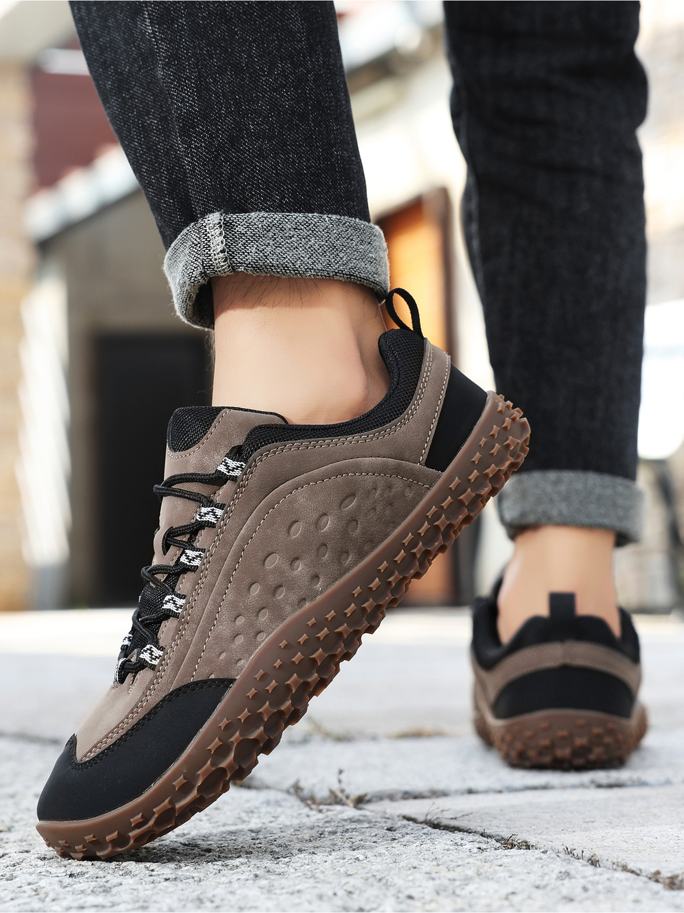 Mens Beige Casual Comfort Shoes