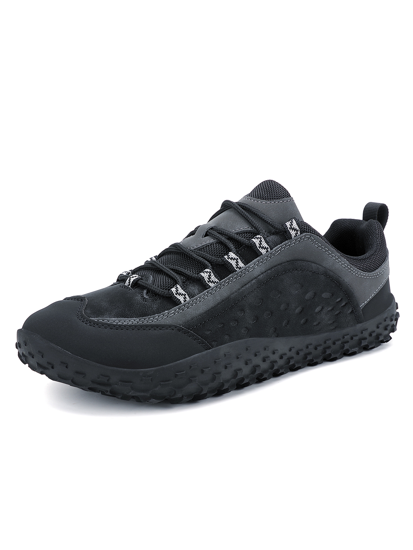 Black Plain Lace Ups Sneakers