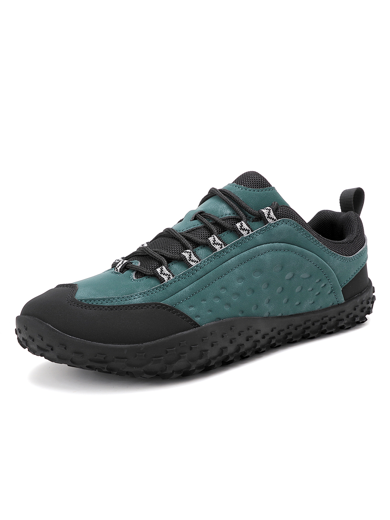 Green Plain Lace Ups Sneakers