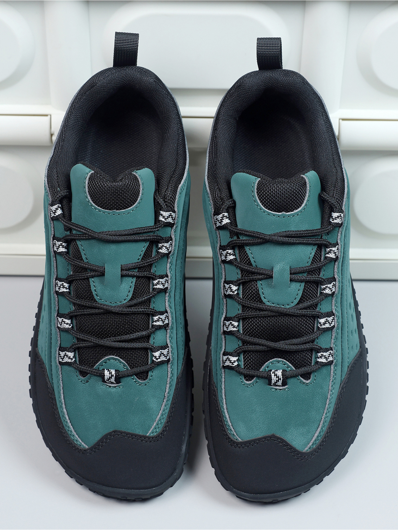 Green Plain Lace Ups Sneakers