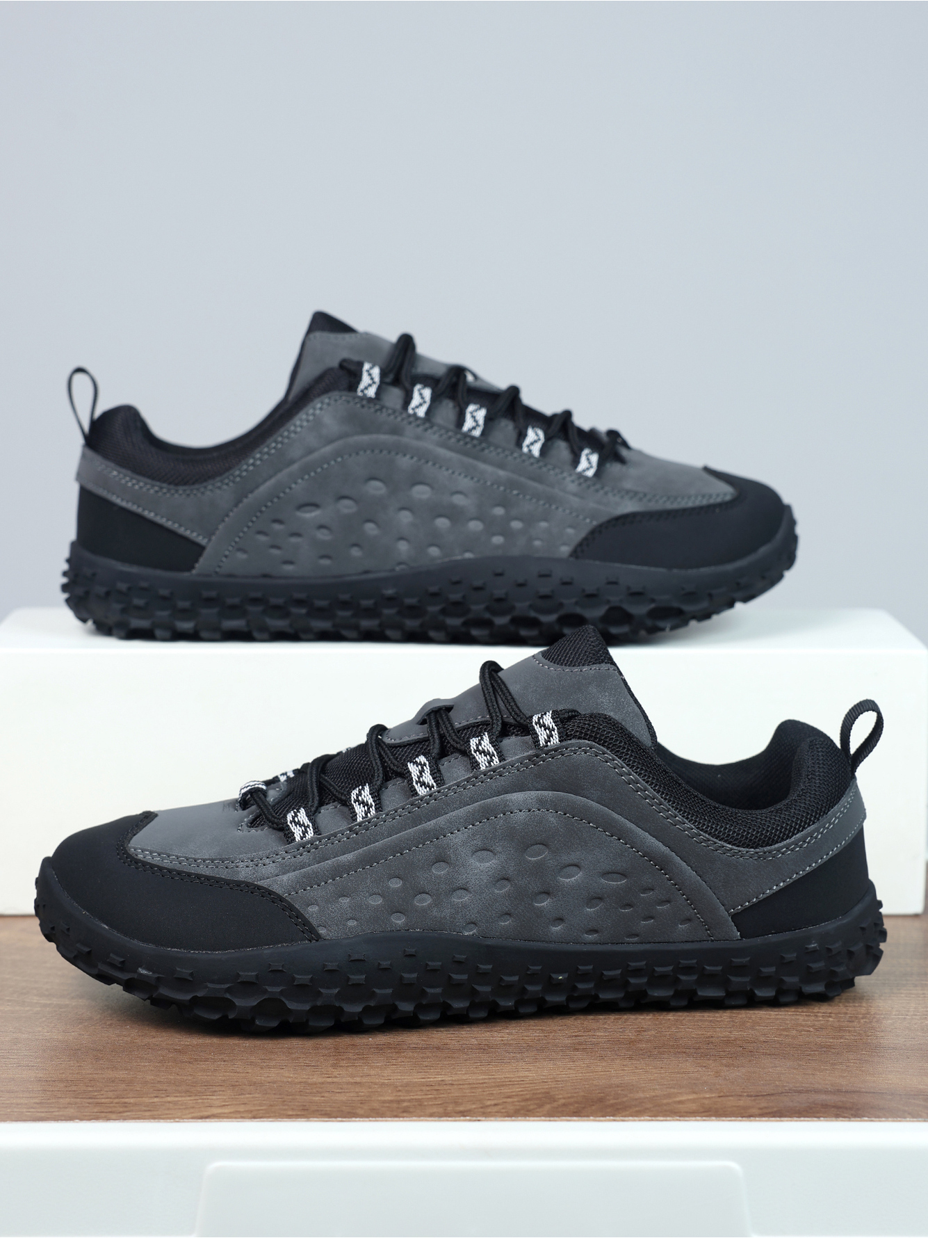 Grey Plain Lace Ups Sneakers