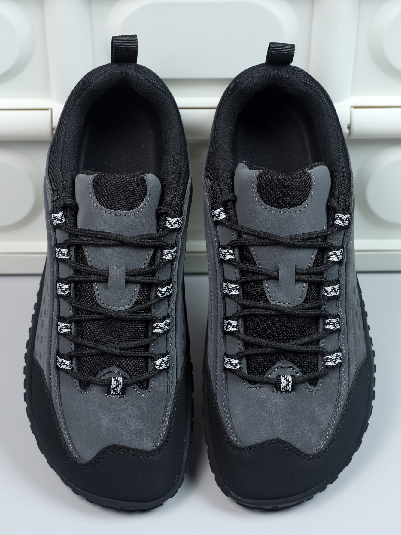 Grey Plain Lace Ups Sneakers