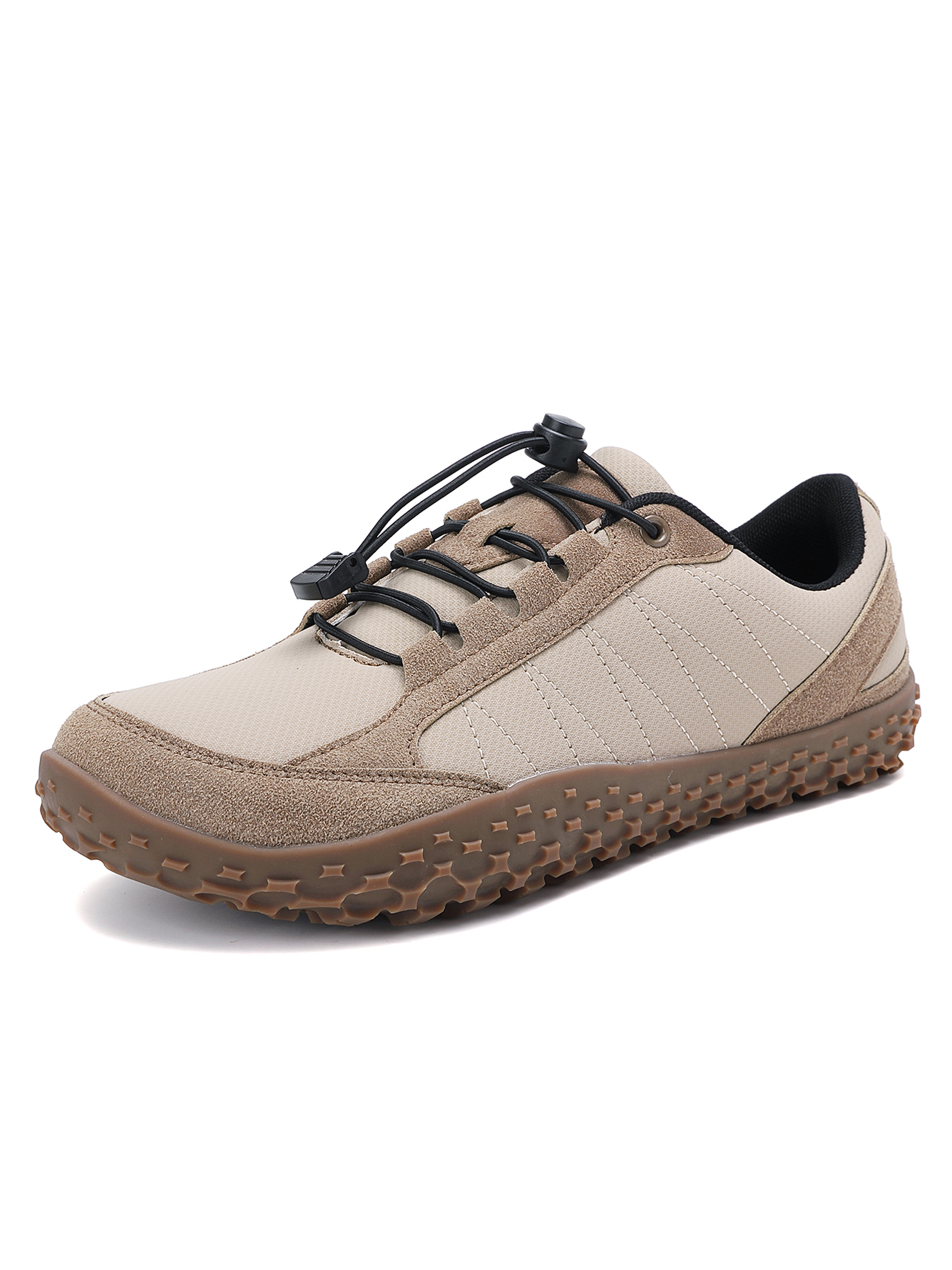 Beige Plain Lace Ups Sneakers