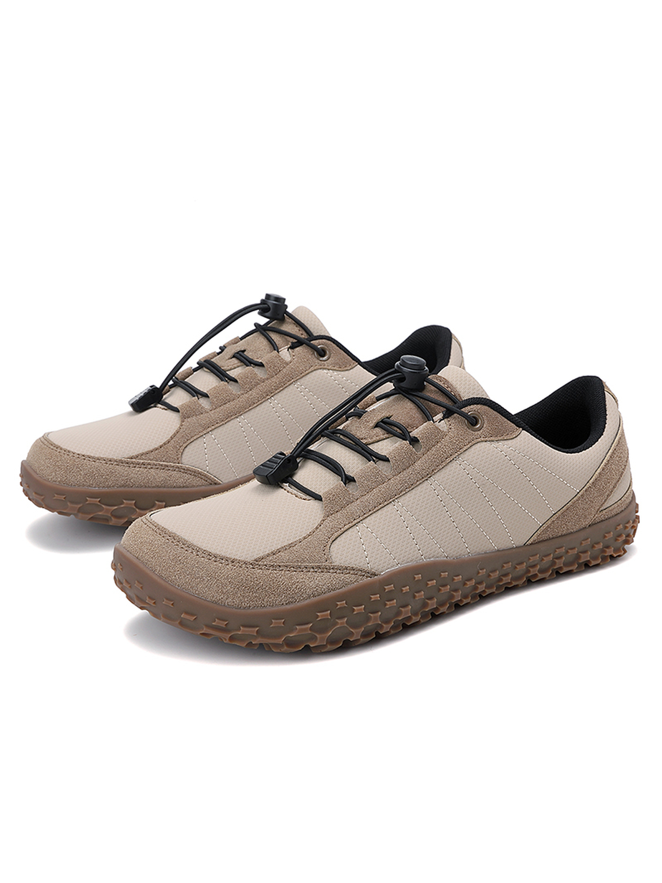 Beige Plain Lace Ups Sneakers