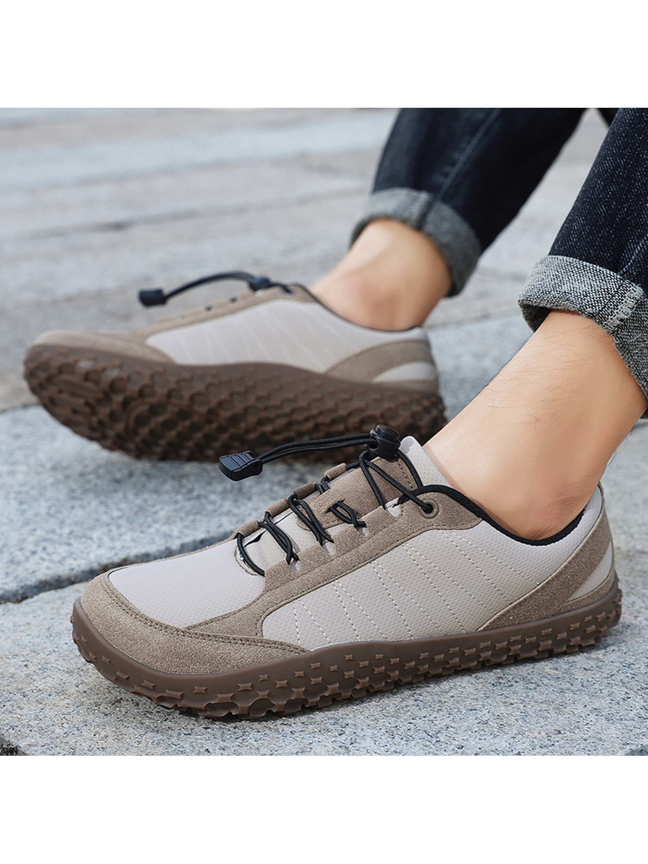 Beige Plain Lace Ups Sneakers
