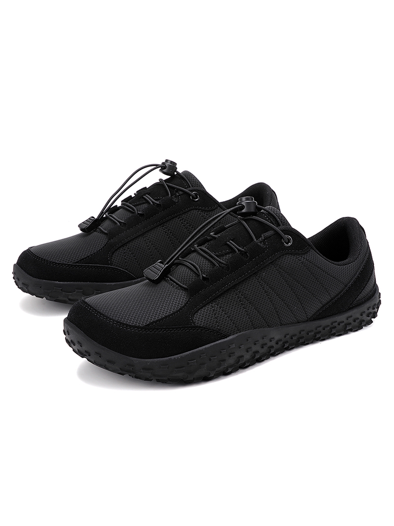 Black Plain Lace Ups Casual Shoes