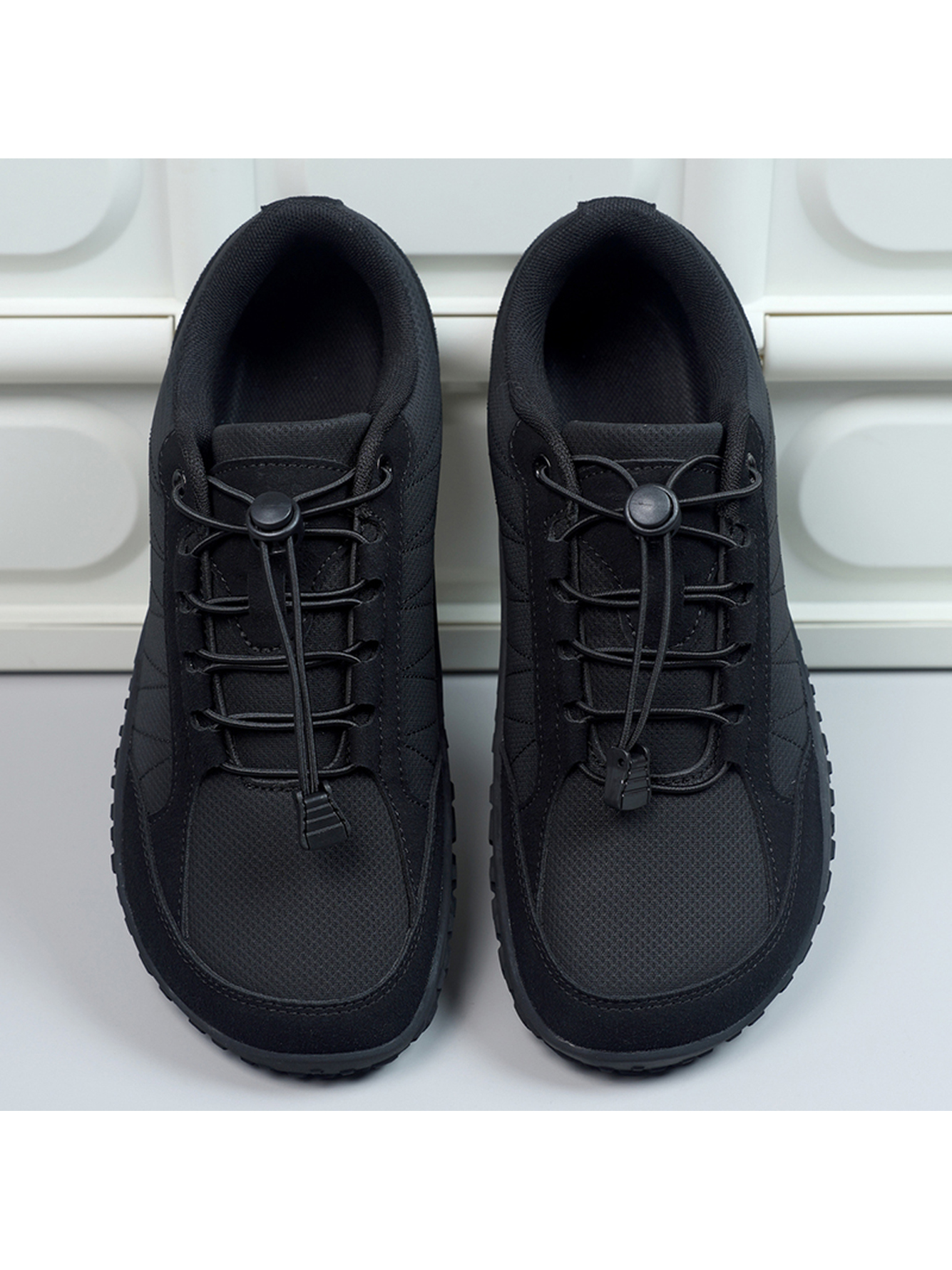 Black Plain Lace Ups Casual Shoes