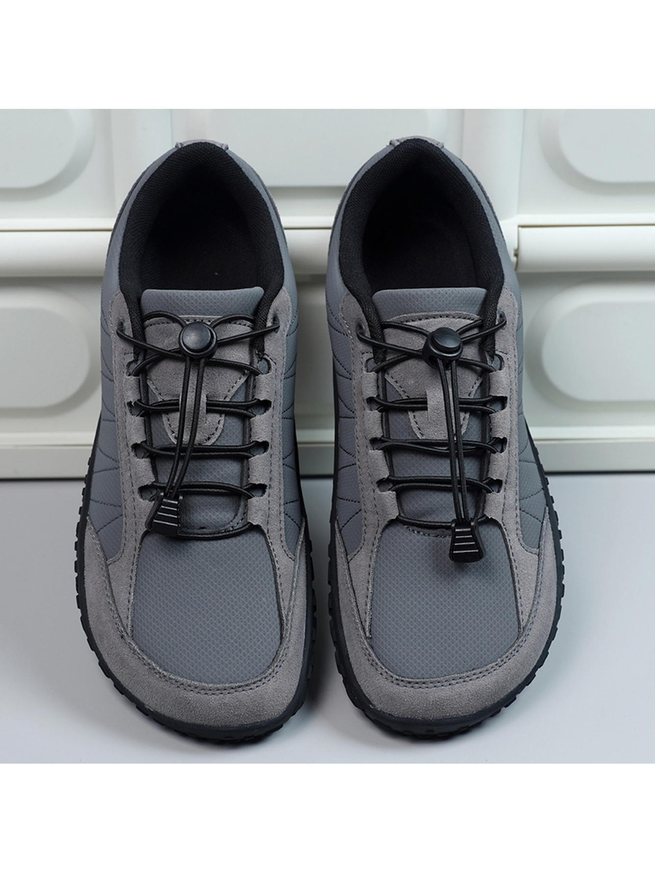 Grey Plain Lace Ups Sneakers