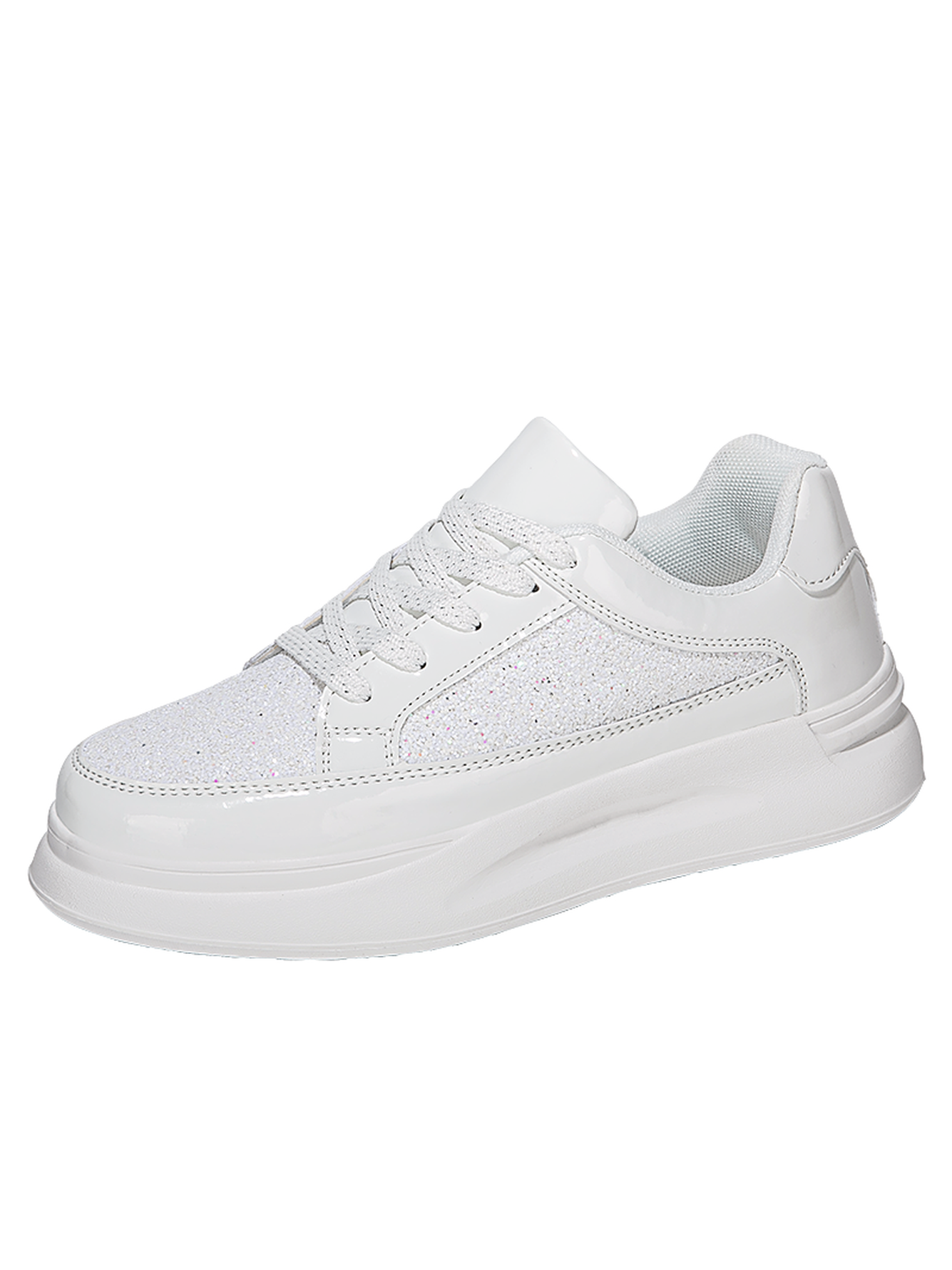 White Plain Lace Ups Sneakers