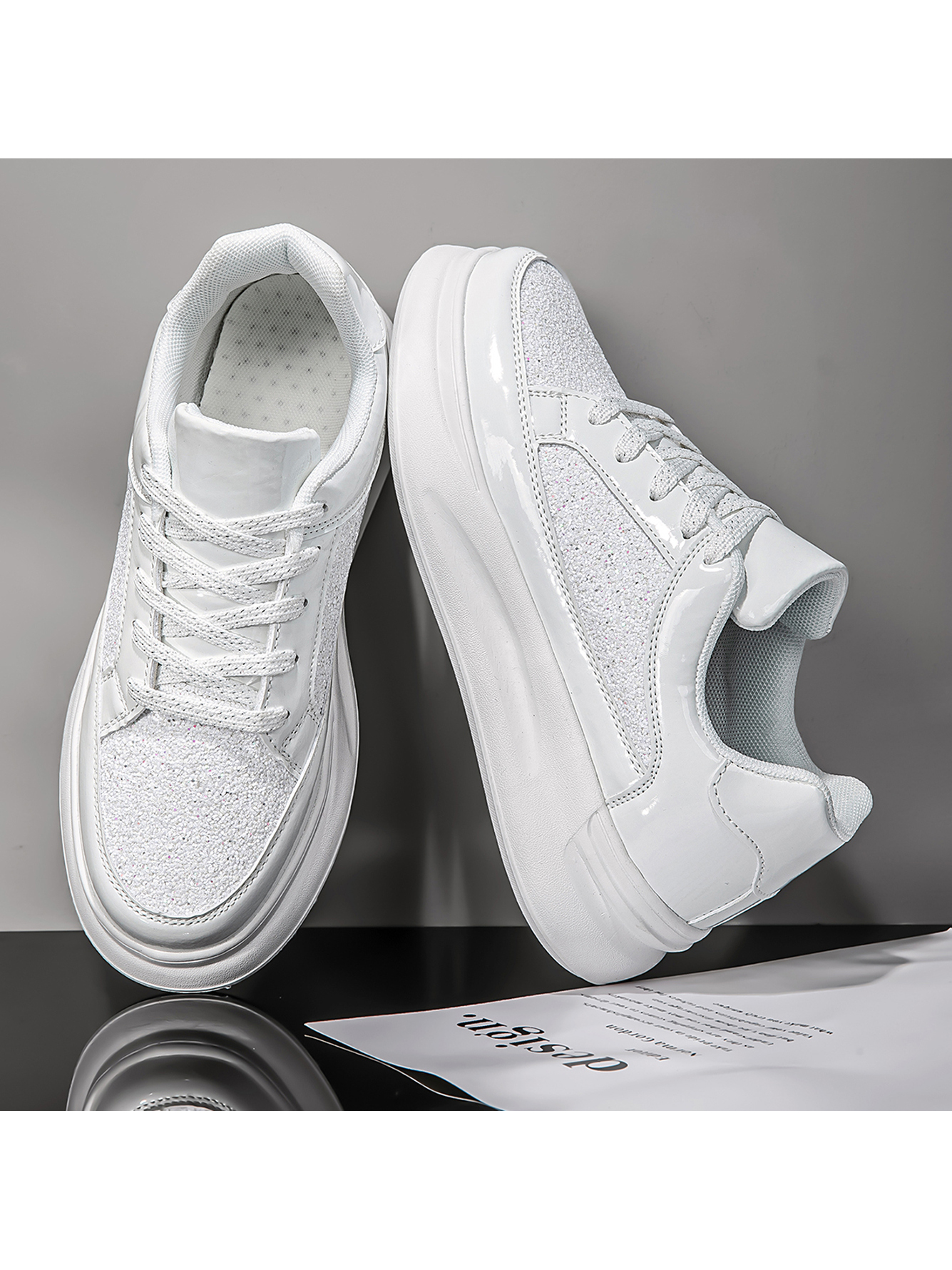 White Plain Lace Ups Sneakers