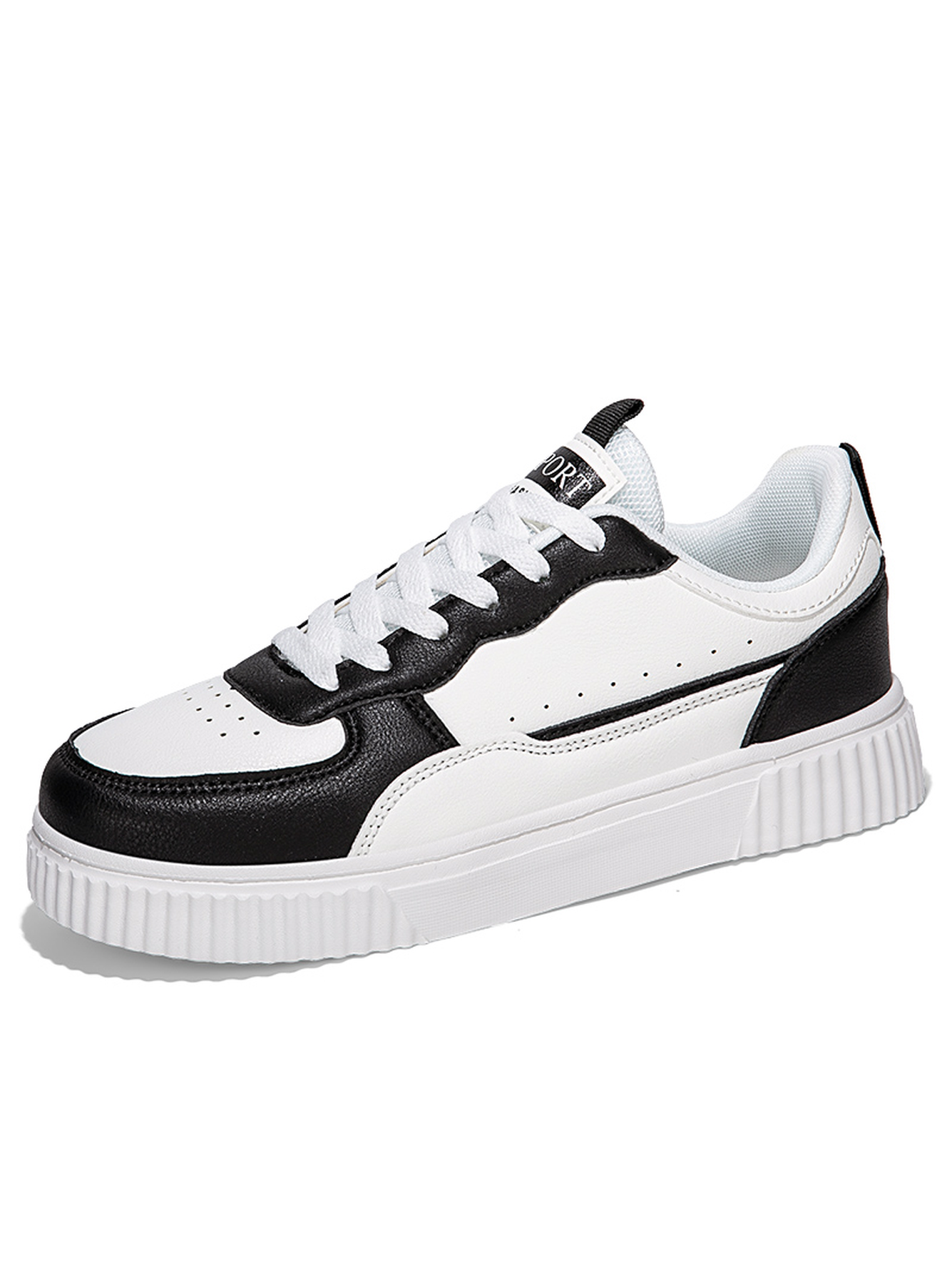 Black Plain Lace Ups Sneakers