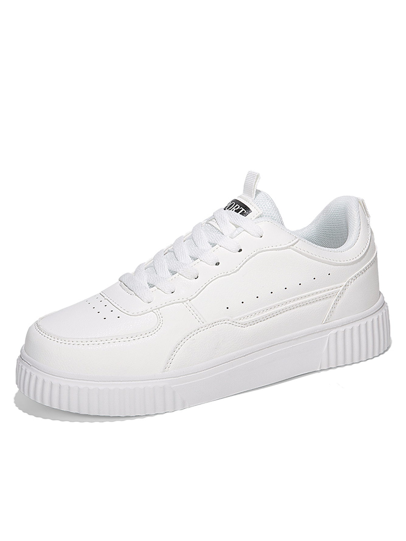 White Plain Lace Ups Sneakers
