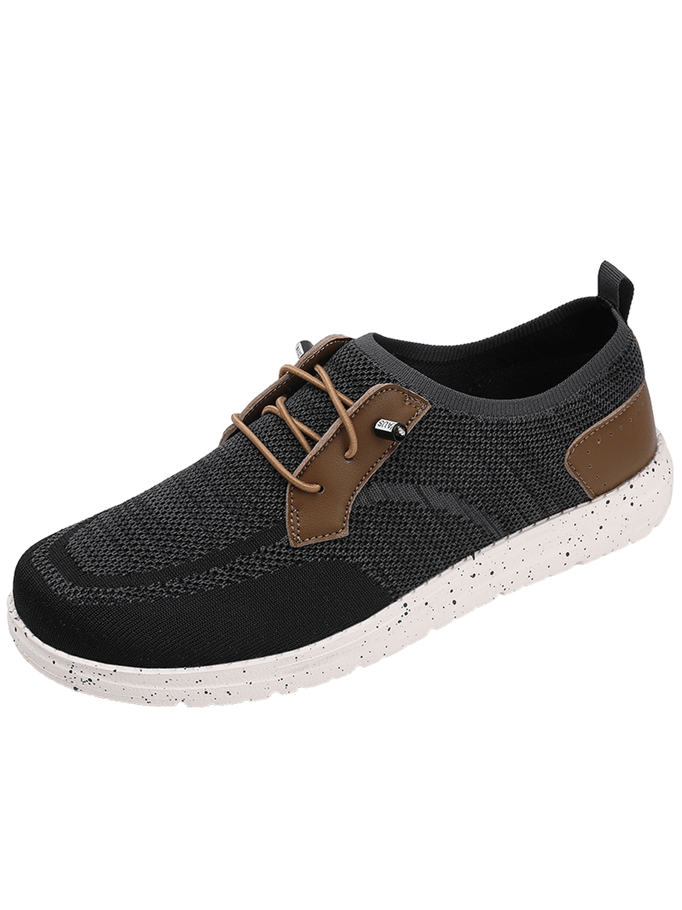 Black Plain Lace Ups Sneakers