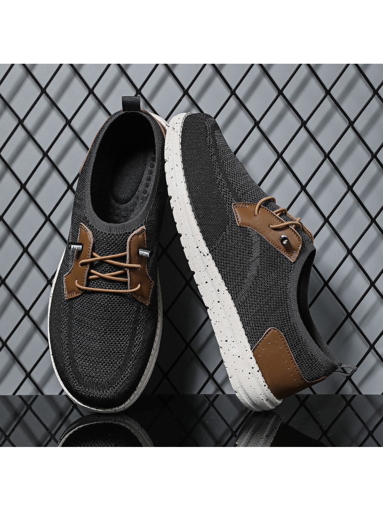 Black Plain Lace Ups Sneakers