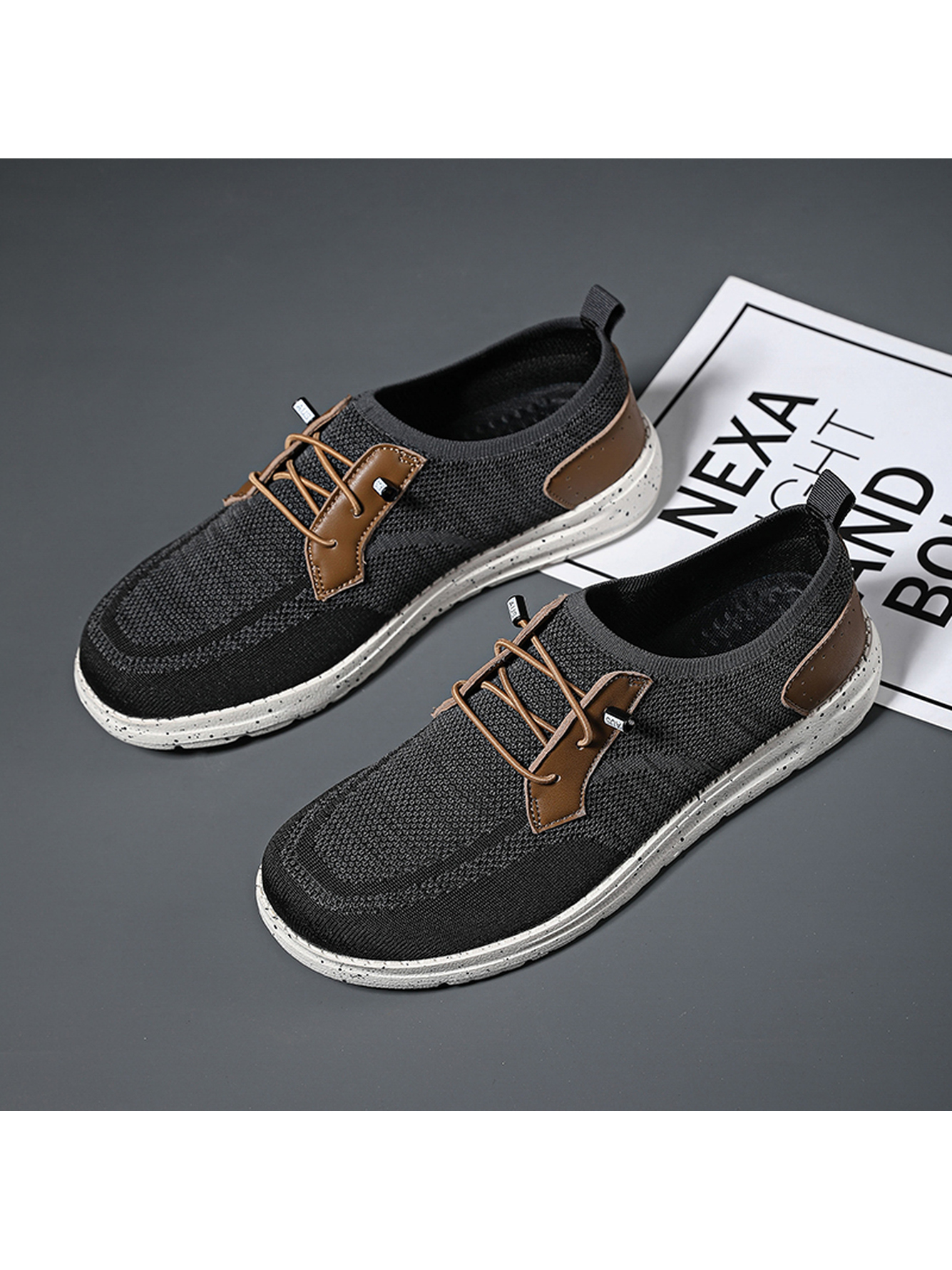 Black Plain Lace Ups Sneakers