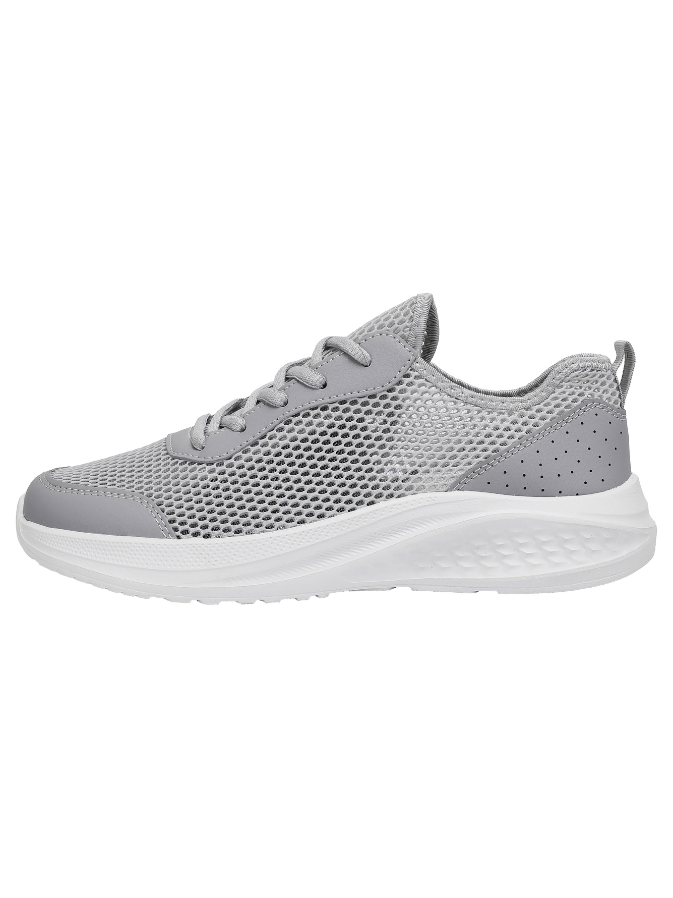 Grey Plain Lace Ups Sneakers