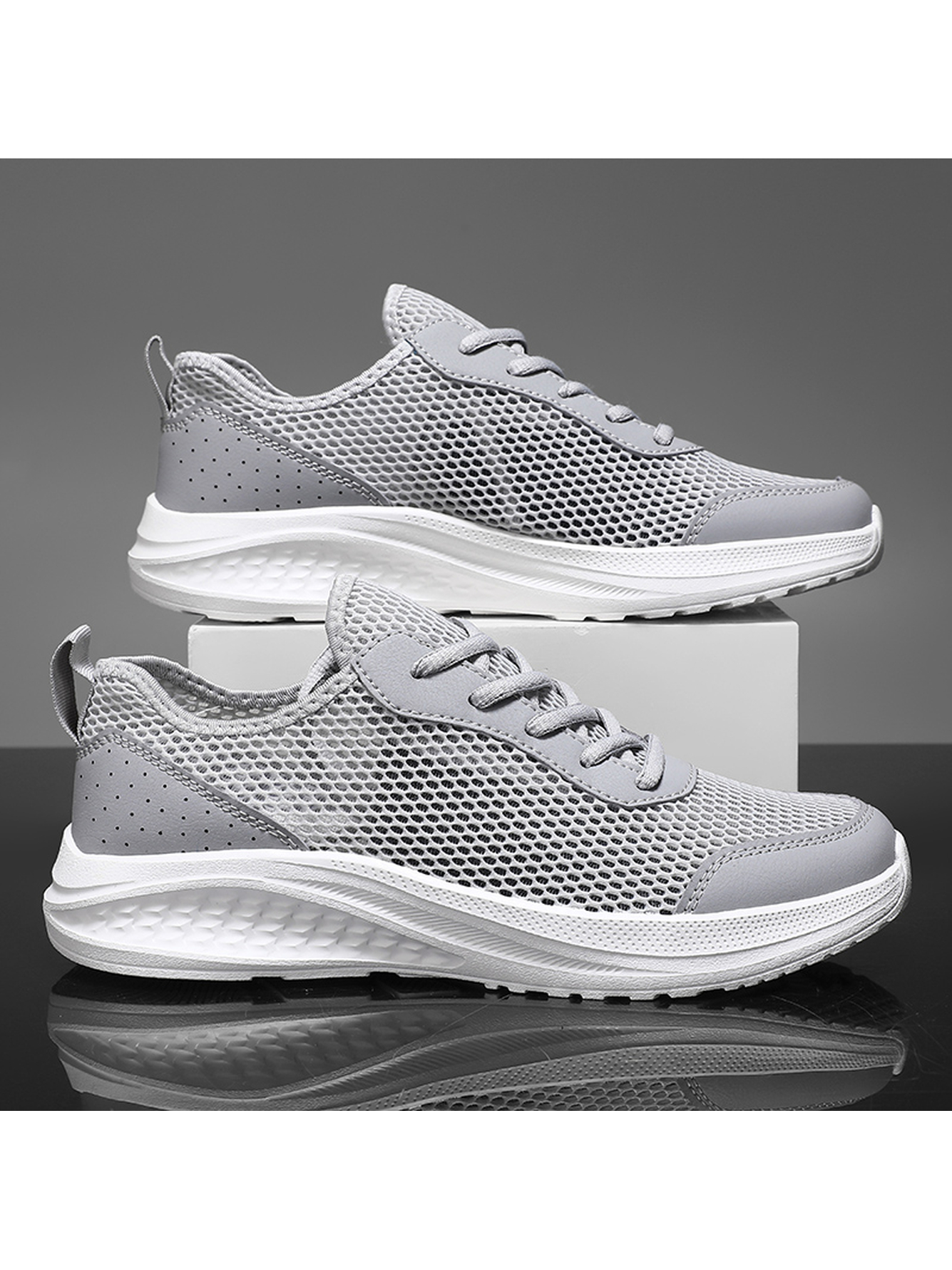 Grey Plain Lace Ups Sneakers